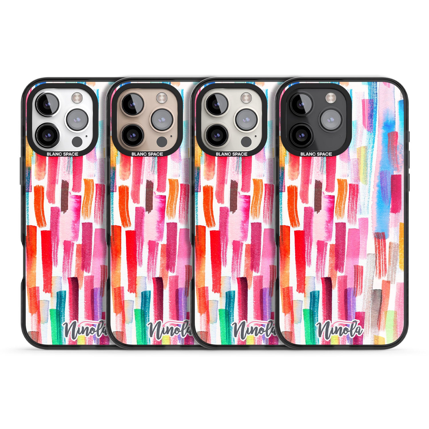 iPhone 16 Pro Max Colorful Brushstrokes Black Impact Phone Case