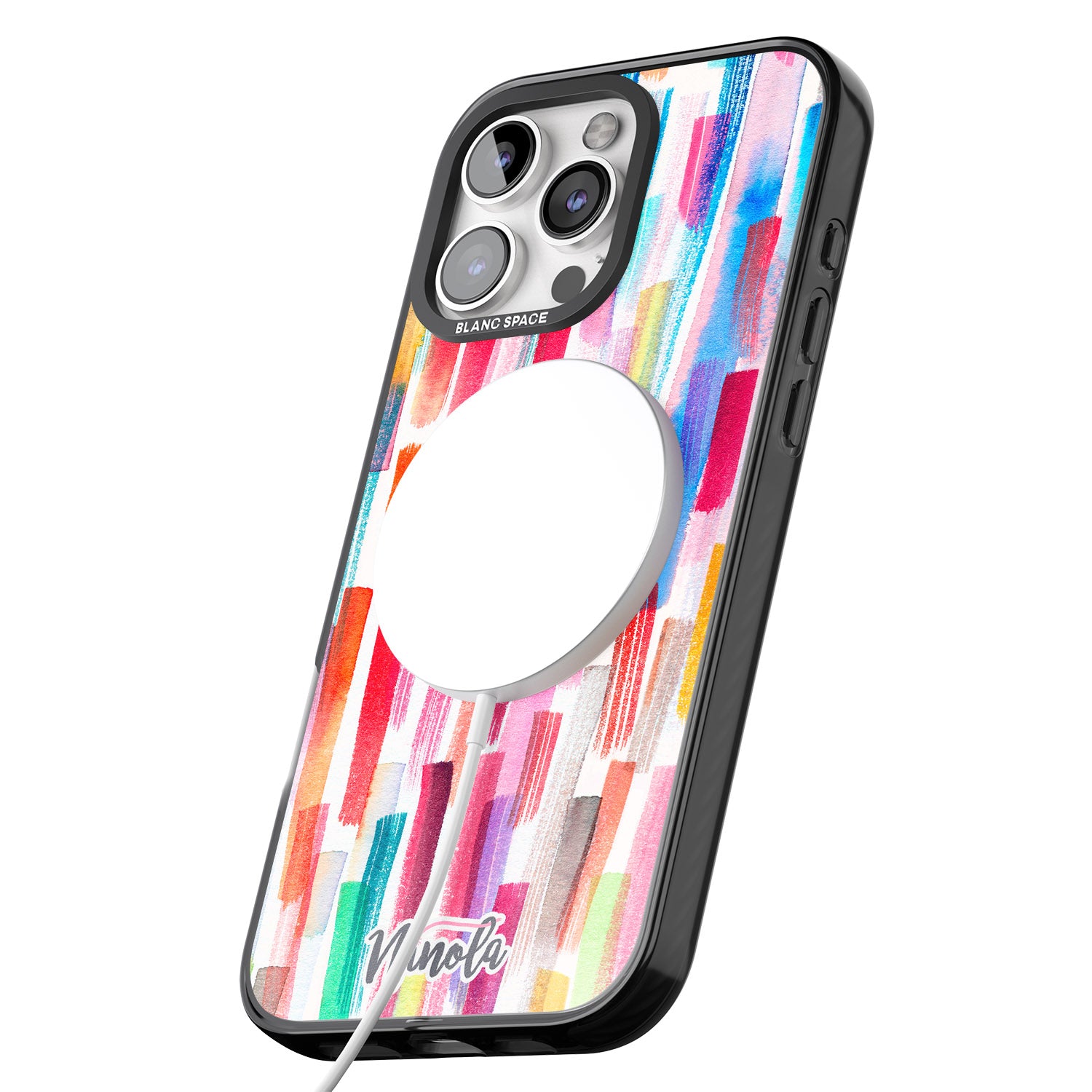 iPhone 16 Pro Max Colorful Brushstrokes Black Impact Phone Case