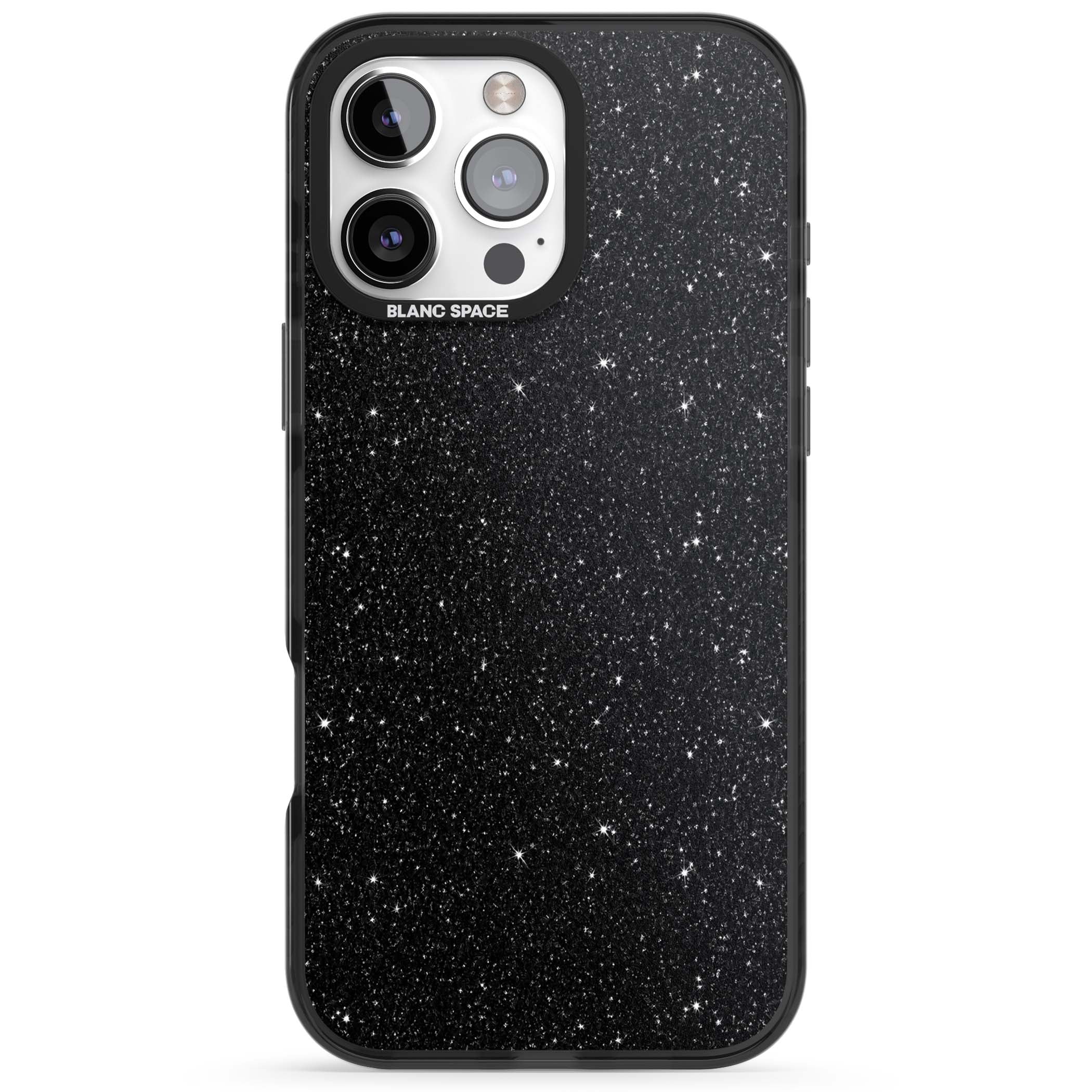 Black Glitter black glitter iPhone case featuring an all-over sparkly shimmer pattern on a jet black base | Black Impact Magsafe case for iPhone 16 Pro, iPhone 16 Pro Max