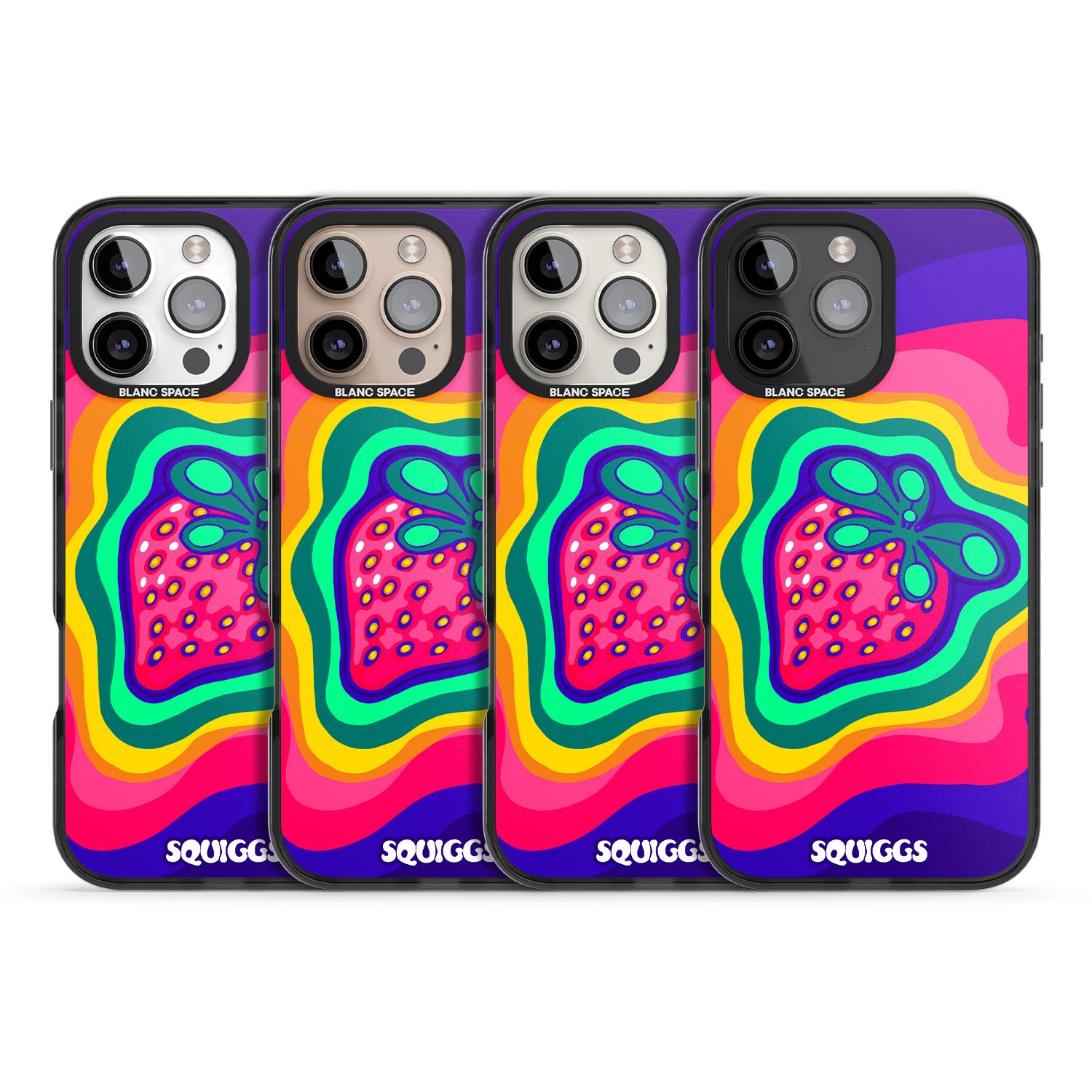 iPhone 16 Pro Max Strawberry Rainbow Black Impact Phone Case