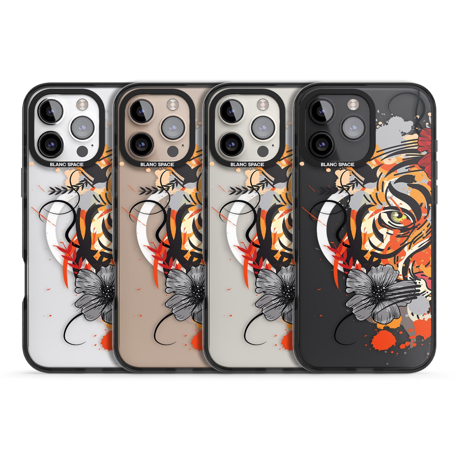 iPhone 16 Pro Max Sugar Skull Tiger Black Impact Phone Case