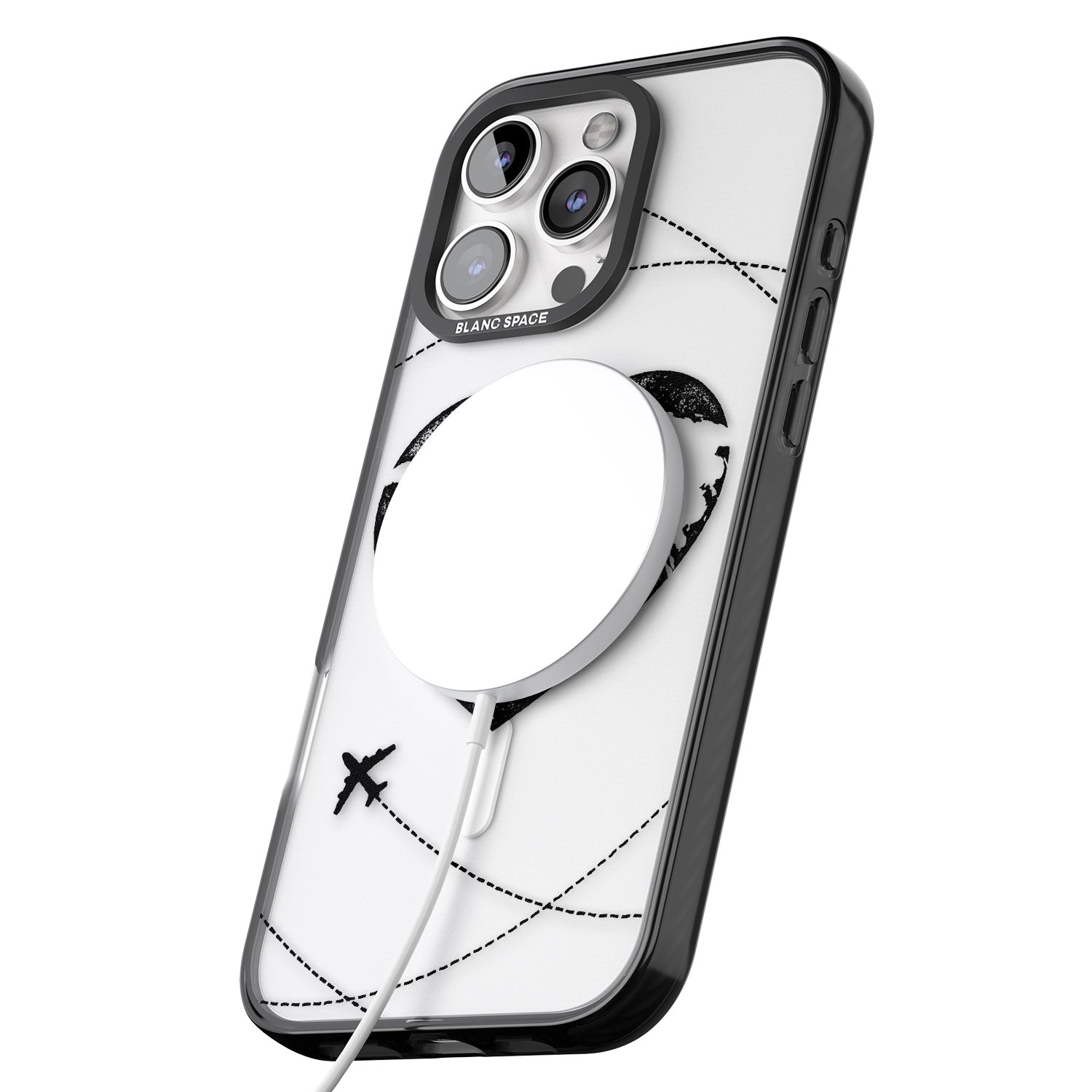 iPhone 16 Pro Max Globe Heart Black Impact Phone Case