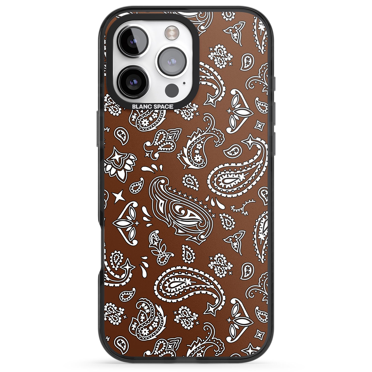 iPhone 16 Pro Max Brown Bandana Black Impact Phone Case