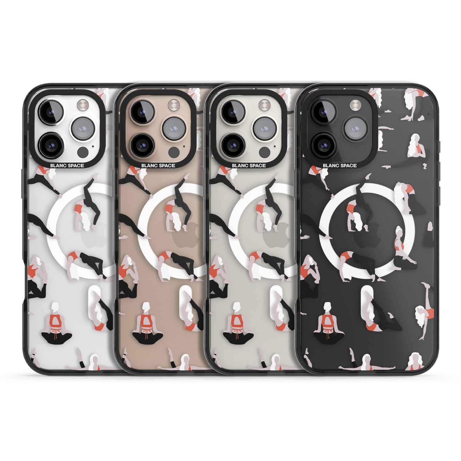 iPhone 16 Pro Max Yoga Poses Clear Black Impact Phone Case