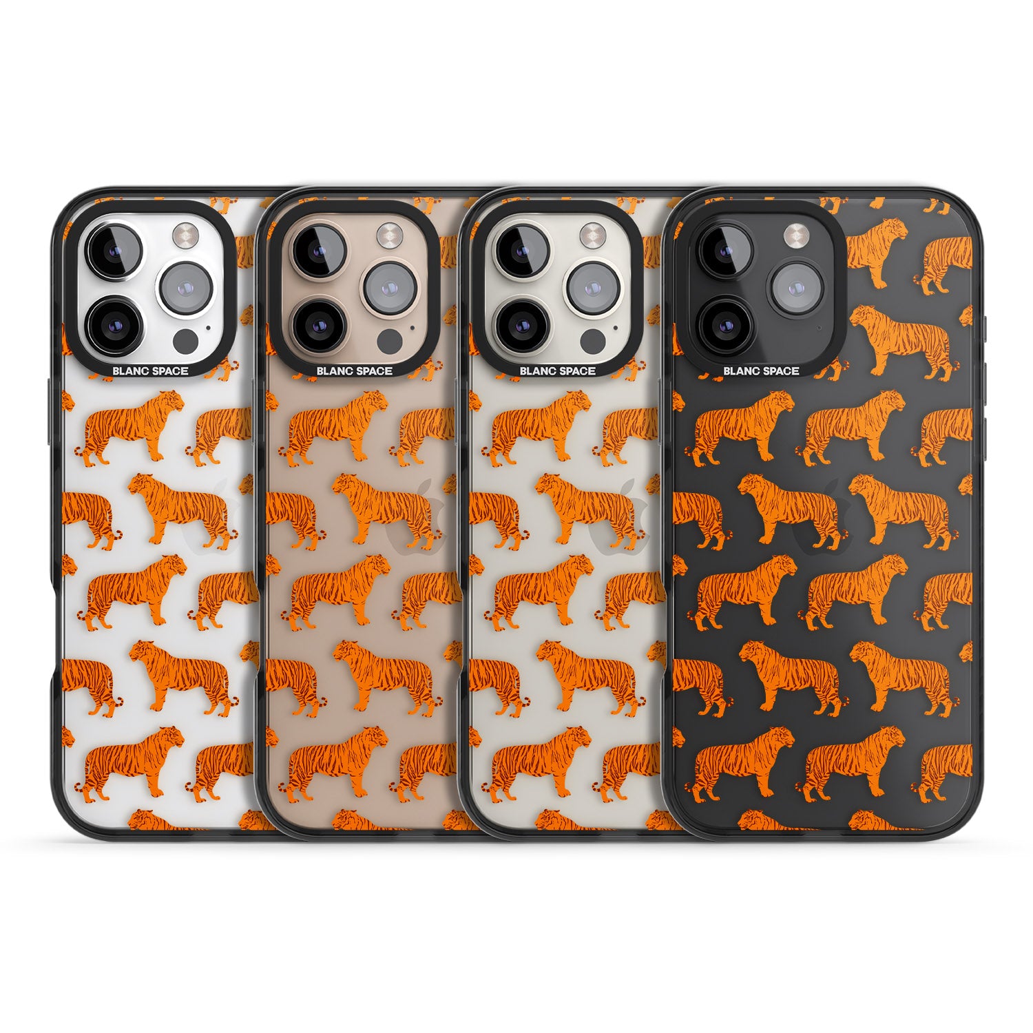 iPhone 16 Pro Max Tigers on Clear Pattern Black Impact Phone Case