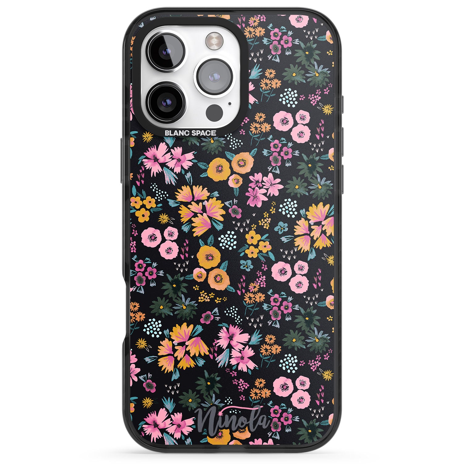 iPhone 16 Pro Max Little Flowers Black Impact Phone Case