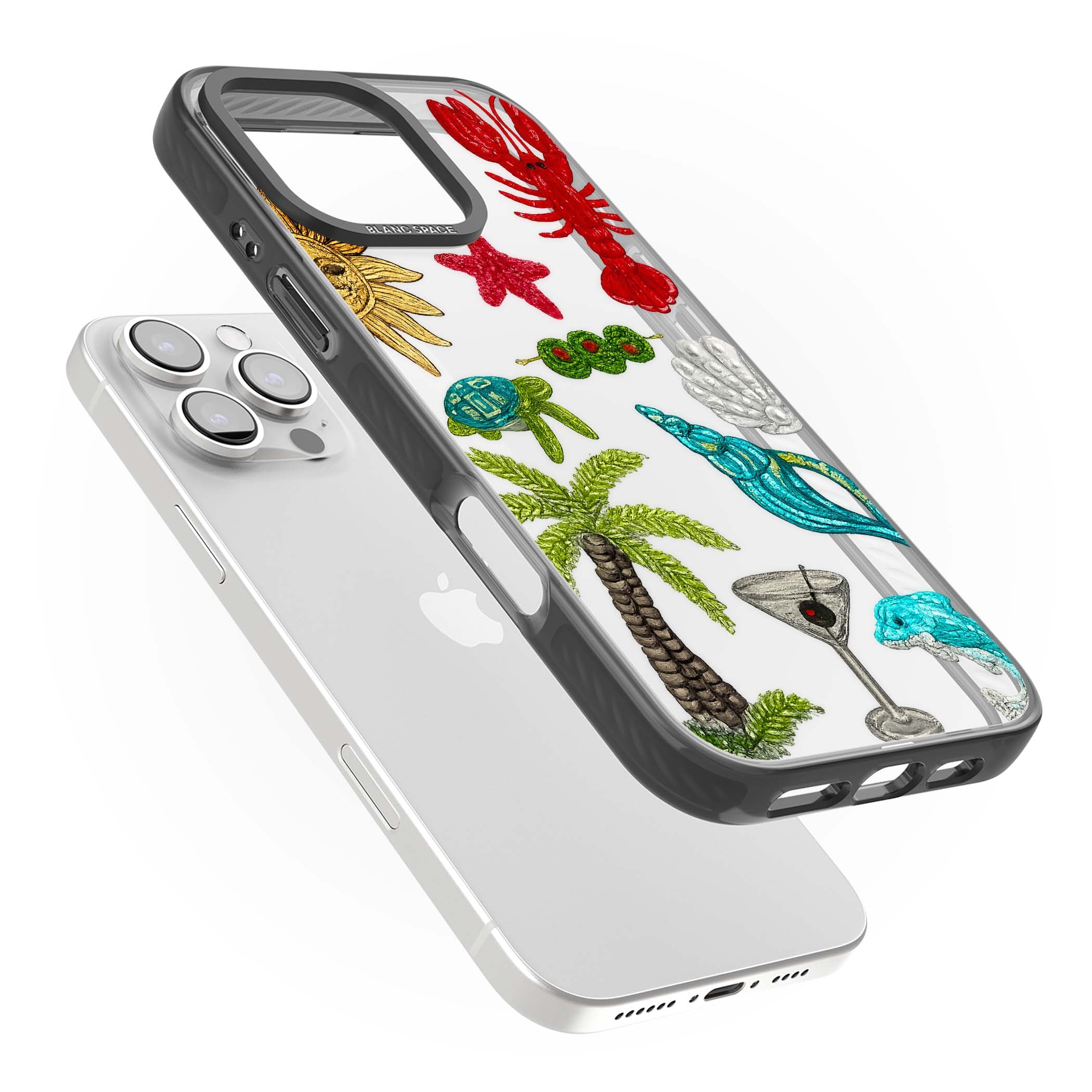 Painted Coastal Pattern coastal iPhone case | Black Impact case for iPhone 16 Pro, iPhone 16 Pro Max