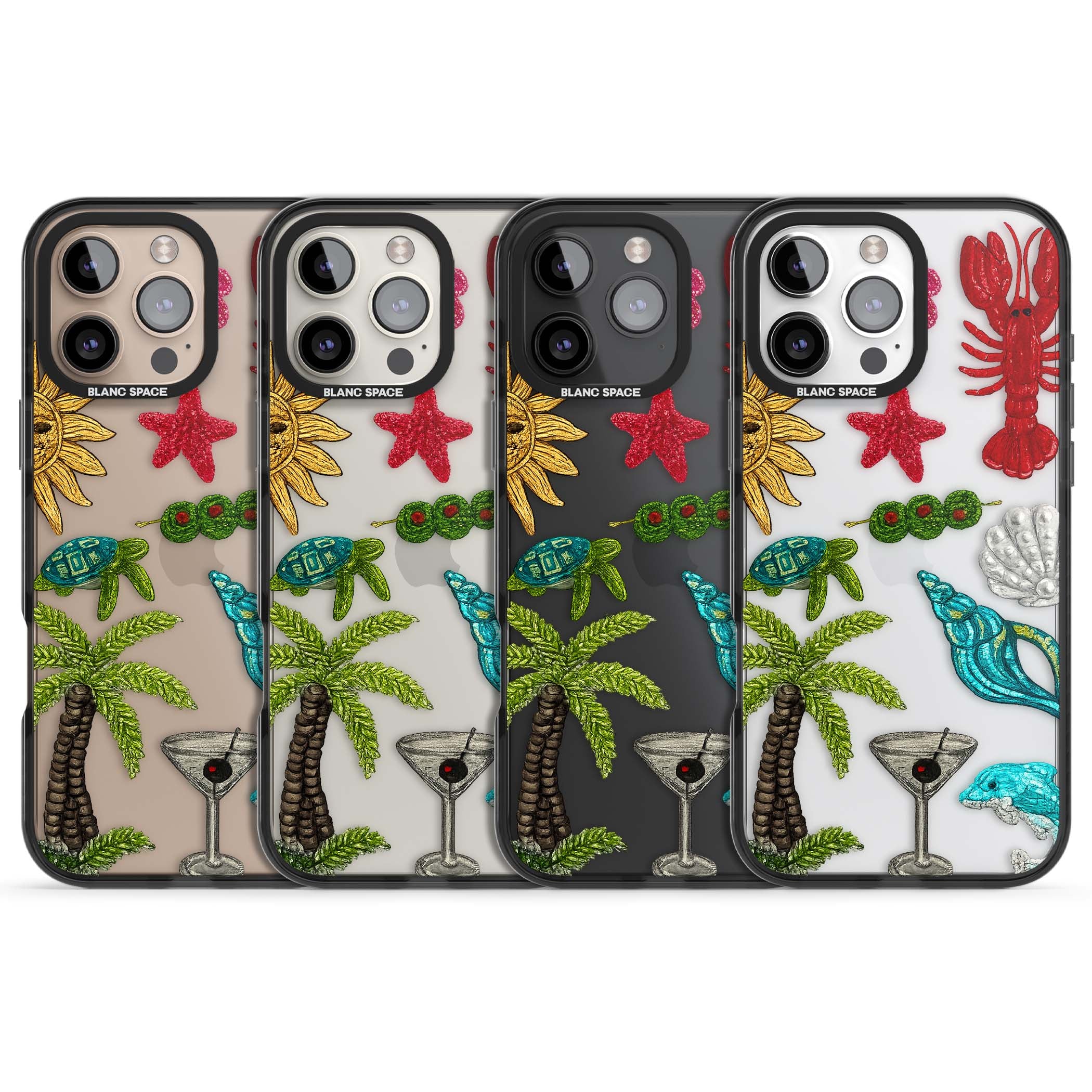 Painted Coastal Pattern coastal iPhone case | Black Impact case for iPhone 16 Pro, iPhone 16 Pro Max