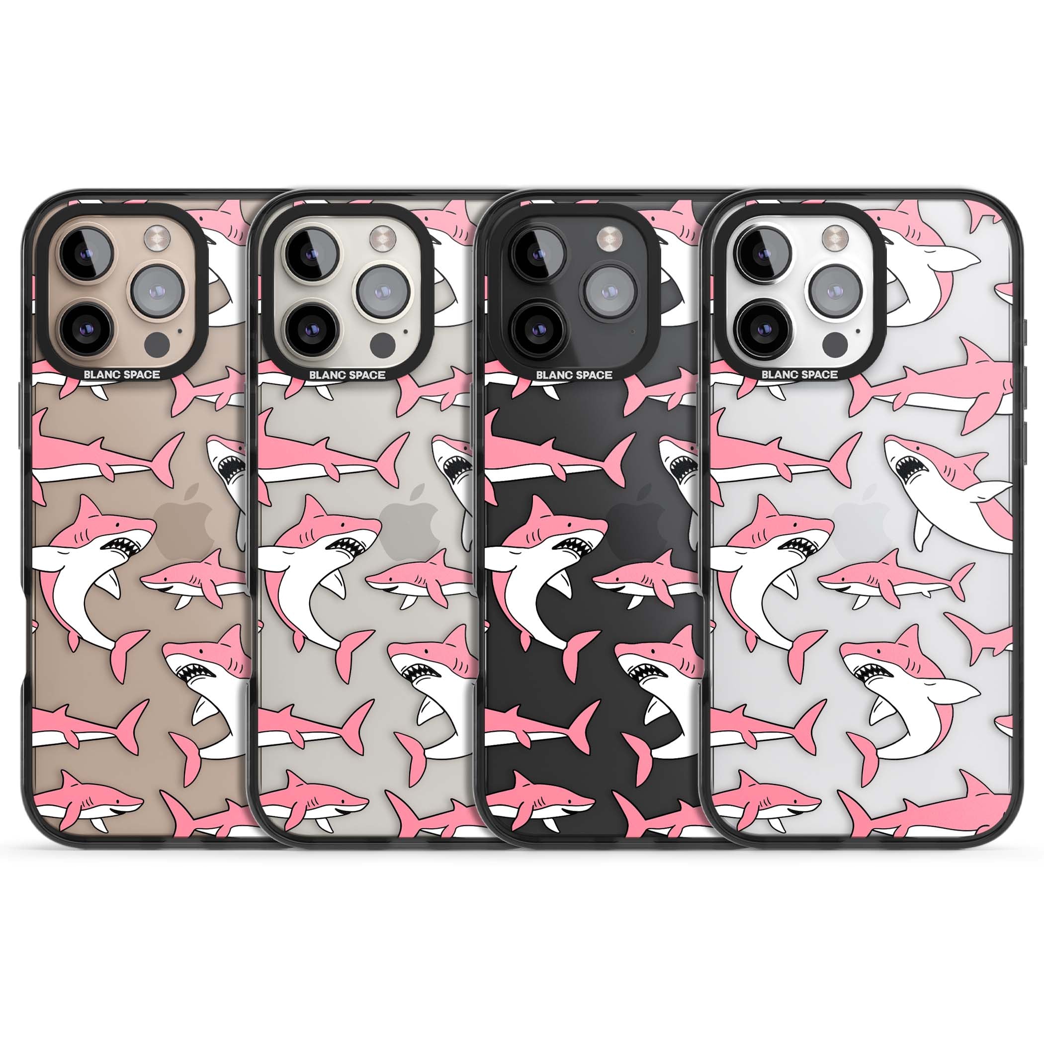 Bubblegum Sharks for her iPhone case | Black Impact case for iPhone 16 Pro, iPhone 16 Pro Max