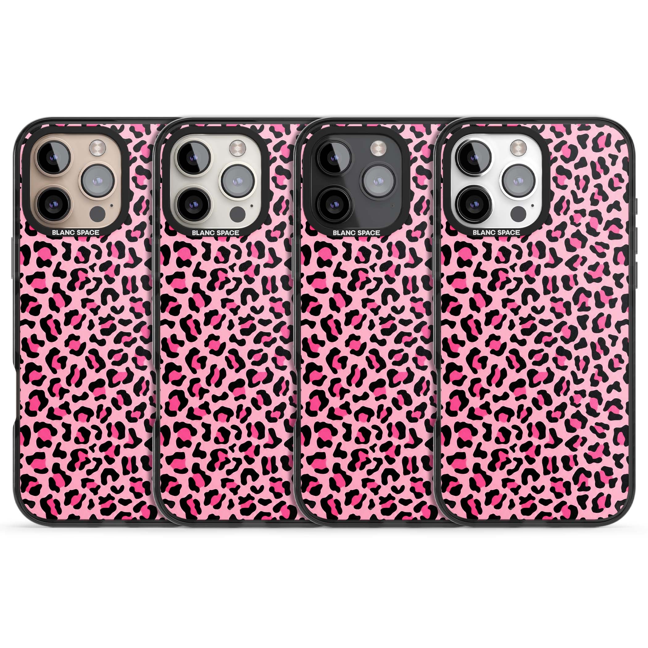 Pink Leopard baddie iPhone case | Black Impact case for iPhone 16 Pro, iPhone 16 Pro Max
