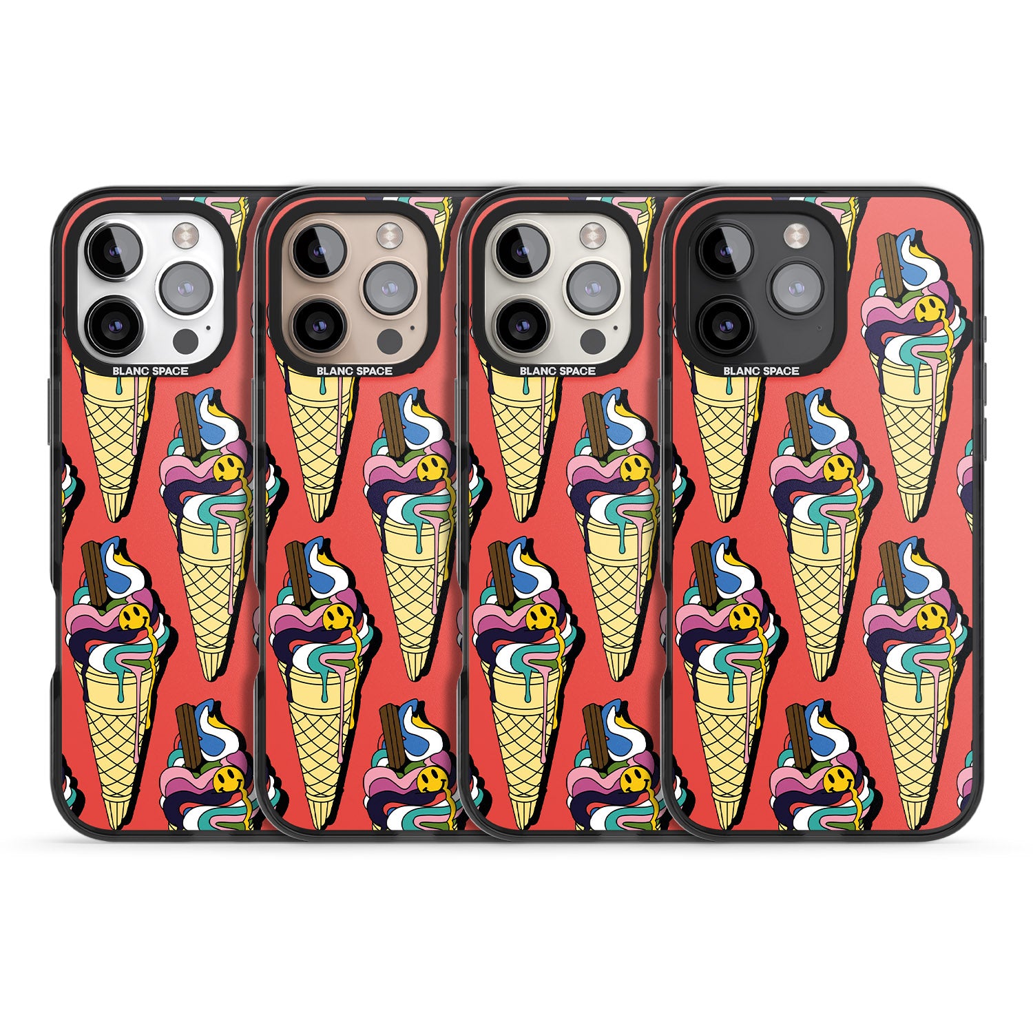 iPhone 16 Pro Max Trip & Drip Ice Cream (Red) Black Impact Phone Case