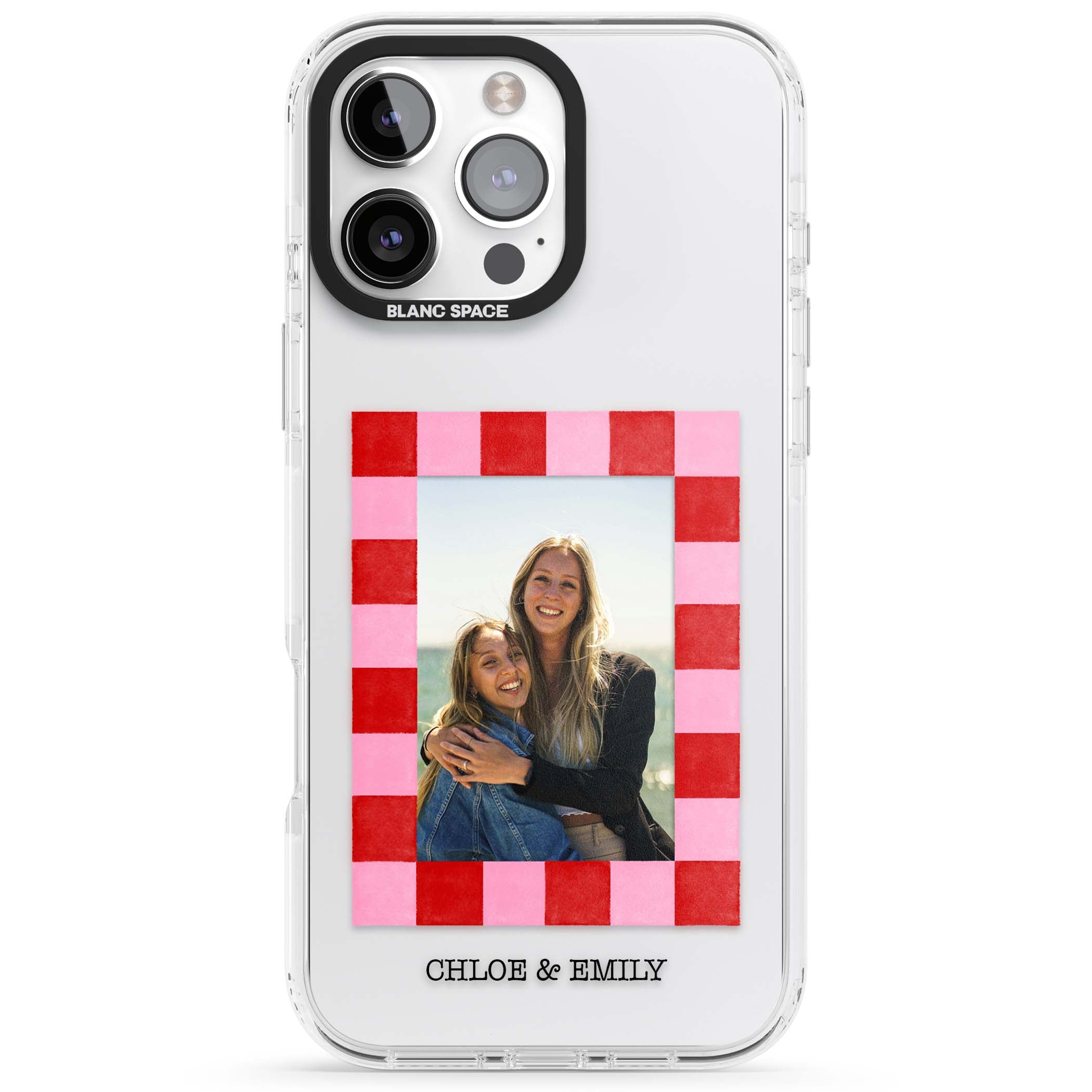Bubblegum Check Photo for her iPhone case | Clear Impact case for iPhone 16 Pro, iPhone 16 Pro Max