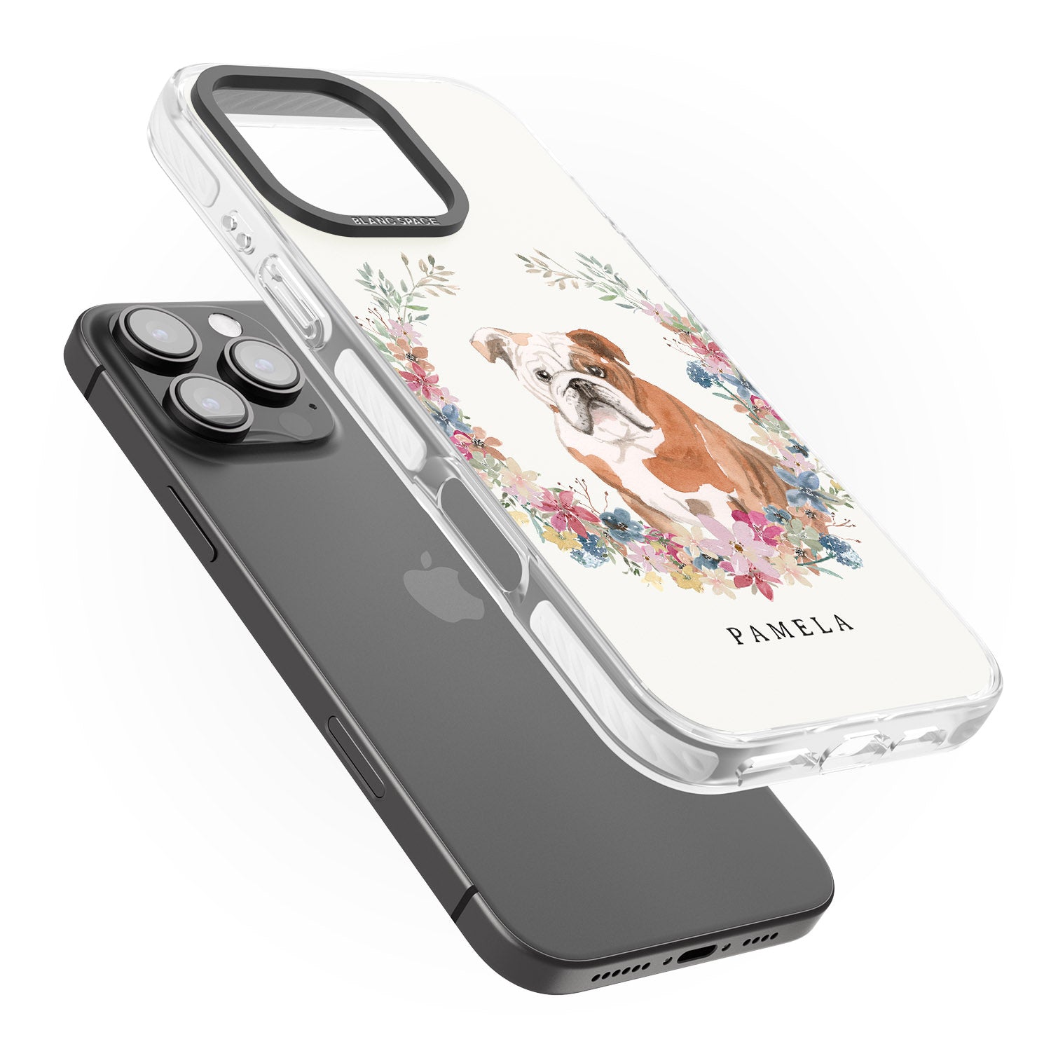 iPhone 16 Pro Max Personalised English Bulldog - Watercolour Dog Portrait Black Impact Phone Case