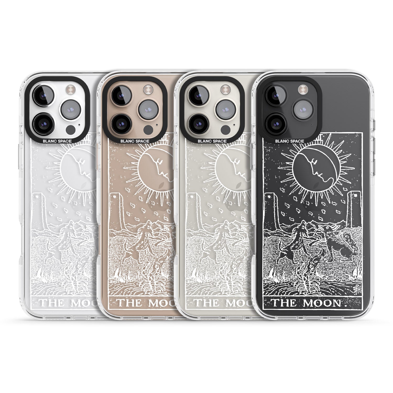 iPhone 16 Pro Max Personalised The Moon Tarot Card - White Transparent Black Impact Phone Case