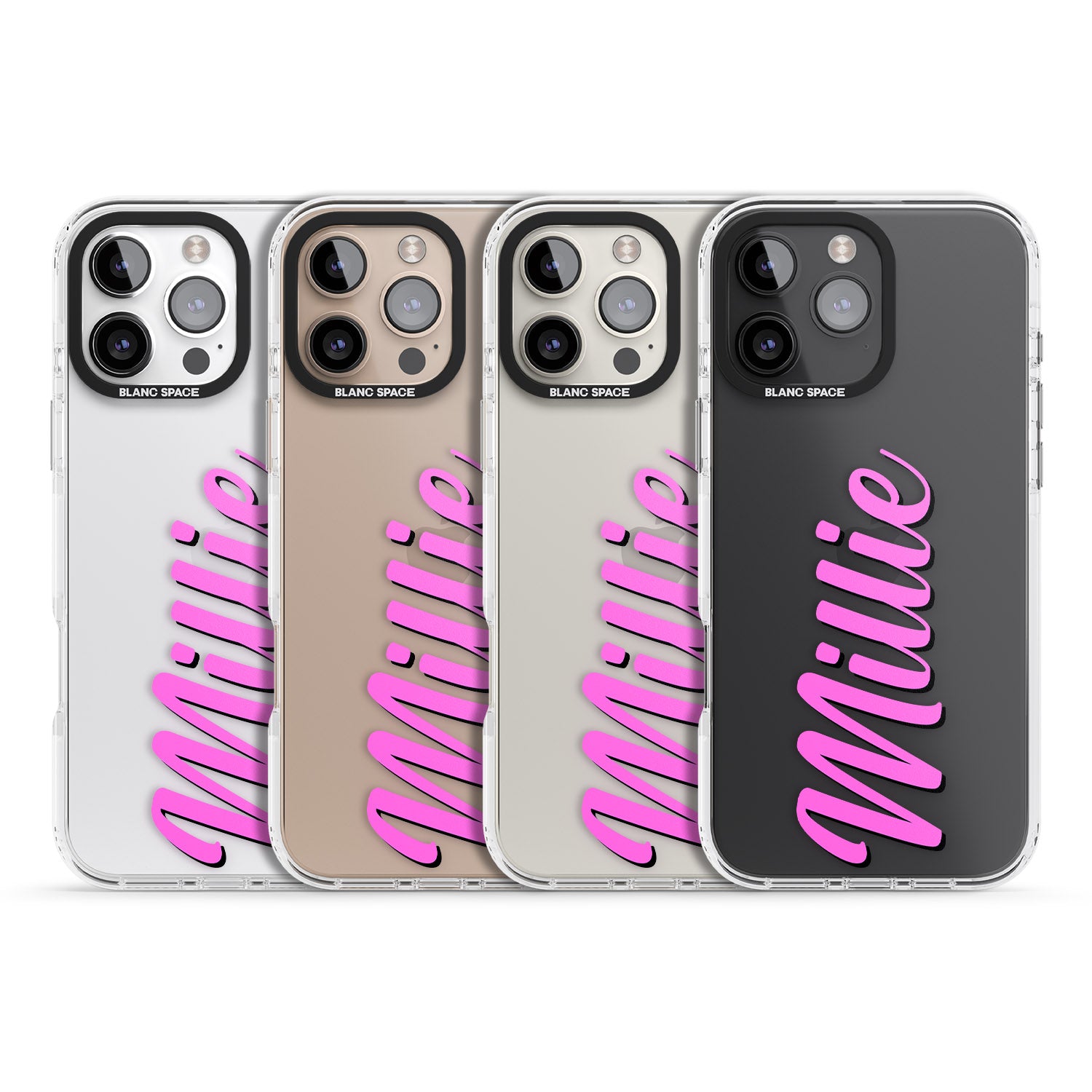 iPhone 16 Pro Max Personalised Clear Text 3C Black Impact Phone Case