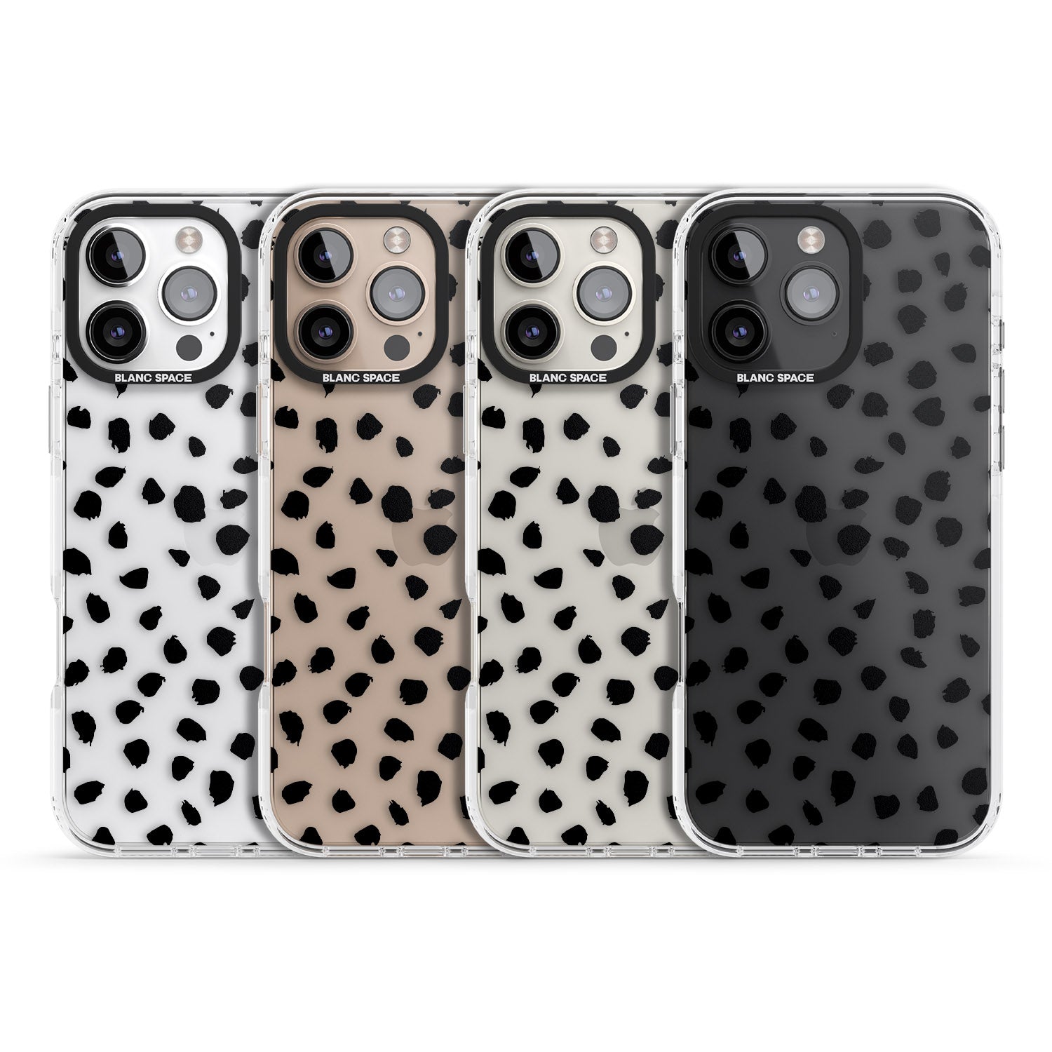 iPhone 16 Pro Max Black on Transparent Dalmatian Polka Dot Spots Black Impact Phone Case