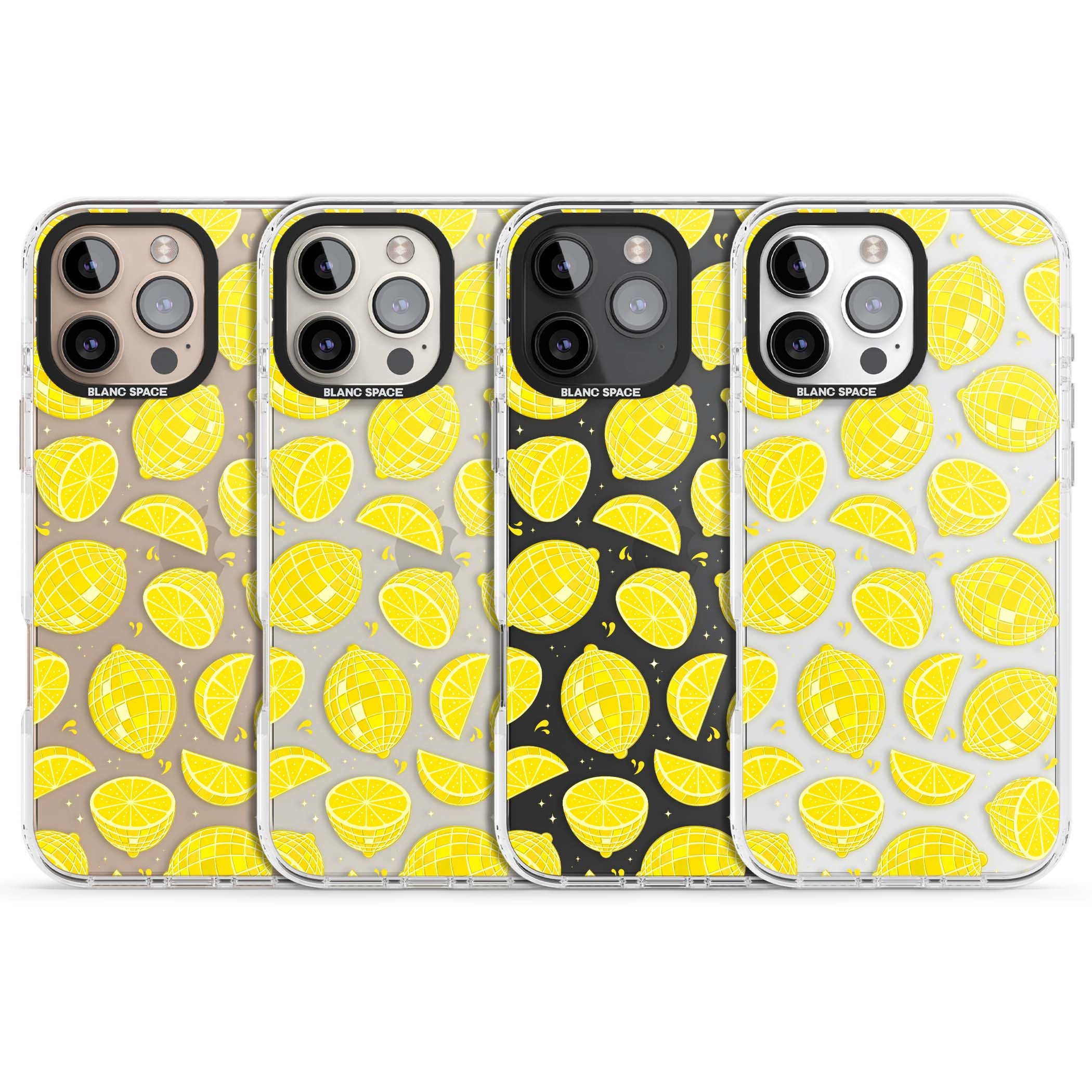 Disco Lemons citrus iPhone case featuring mirrorball lemons, sliced fruit and sparkle accents | Clear Impact case for iPhone 16 Pro, iPhone 16 Pro Max