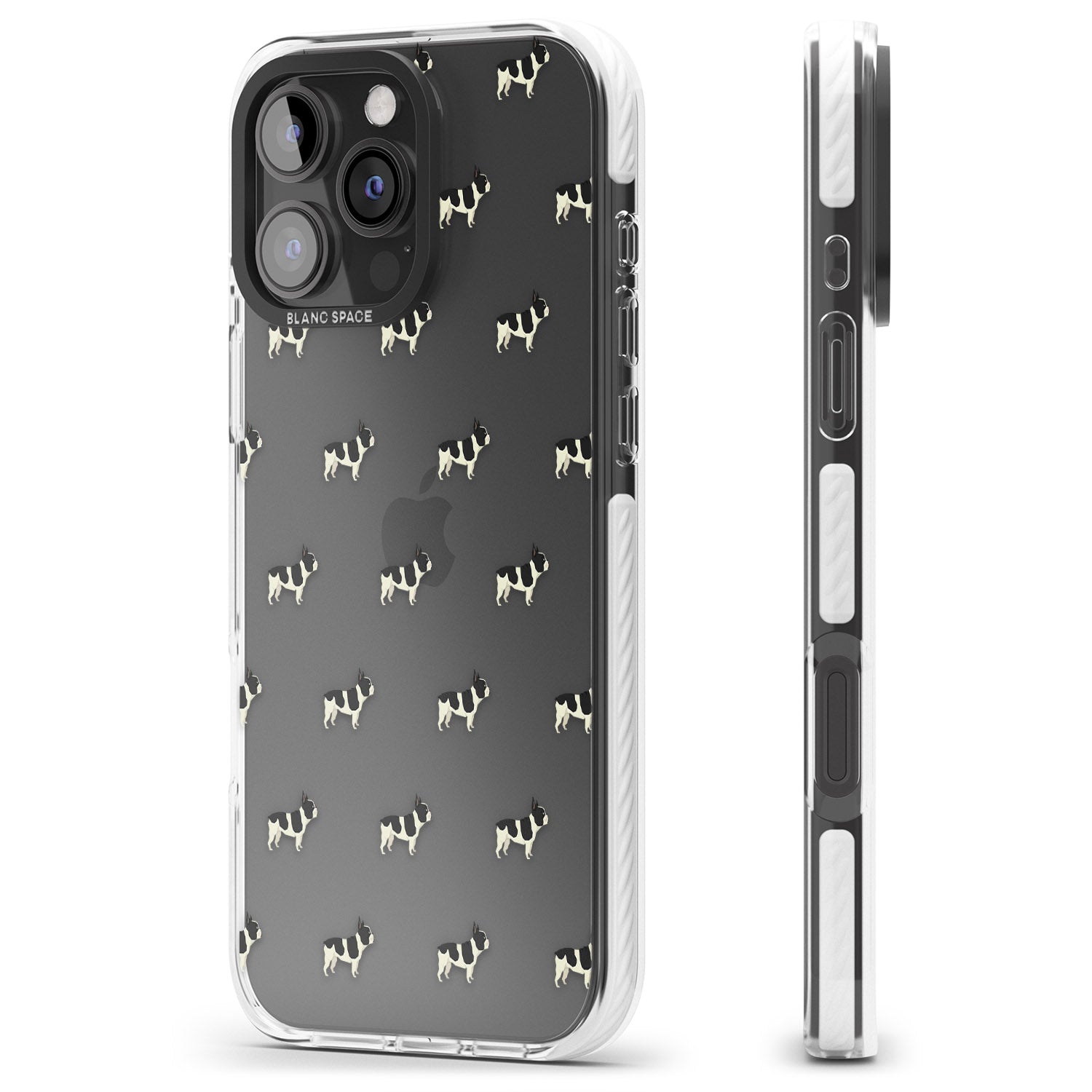 iPhone 16 Pro Max French Bulldog Dog Pattern Clear Black Impact Phone Case