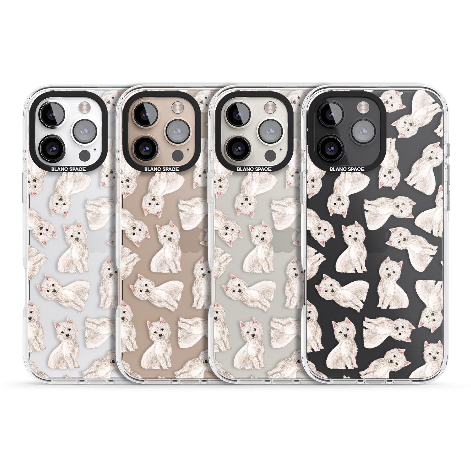 iPhone 16 Pro Max Westie Watercolour Dog Pattern Black Impact Phone Case