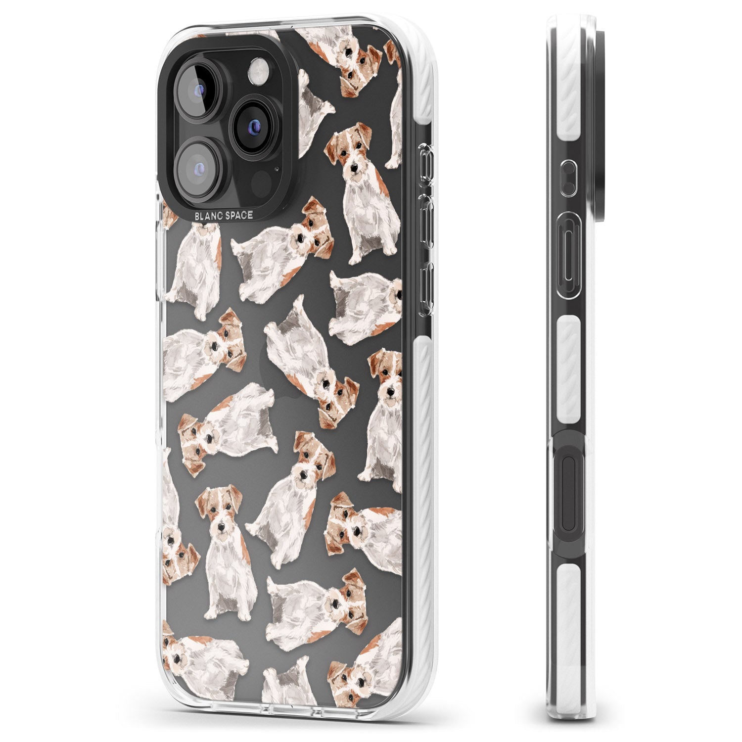 iPhone 16 Pro Max Wirehaired Jack Russell Watercolour Dog Pattern Black Impact Phone Case
