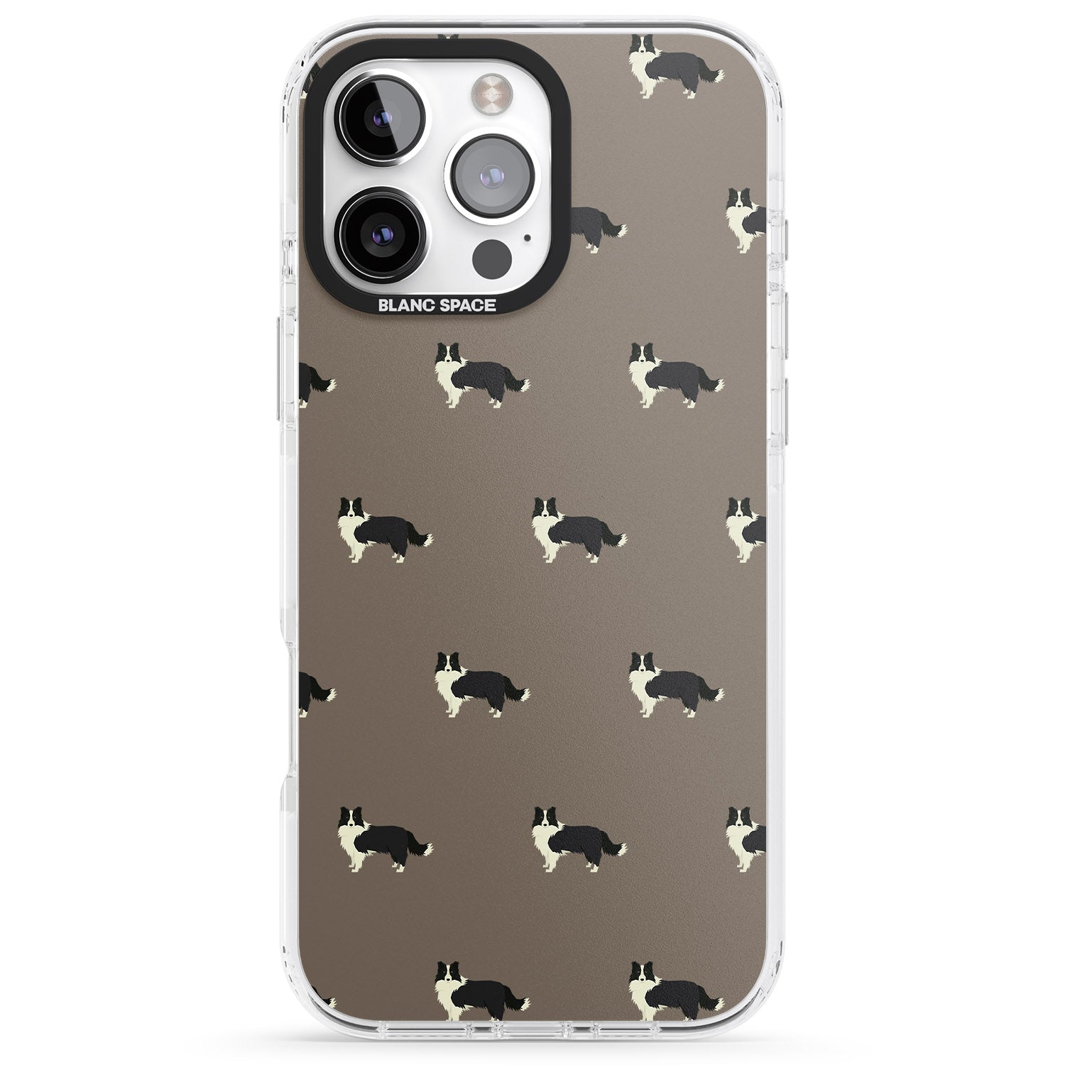 iPhone 16 Pro Max Border Collie Dog Pattern Black Impact Phone Case