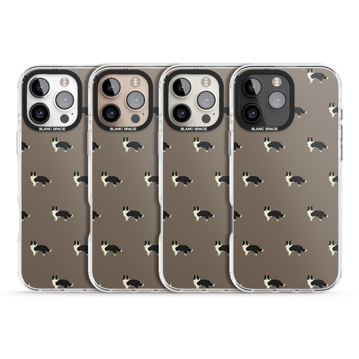 iPhone 16 Pro Max Border Collie Dog Pattern Black Impact Phone Case