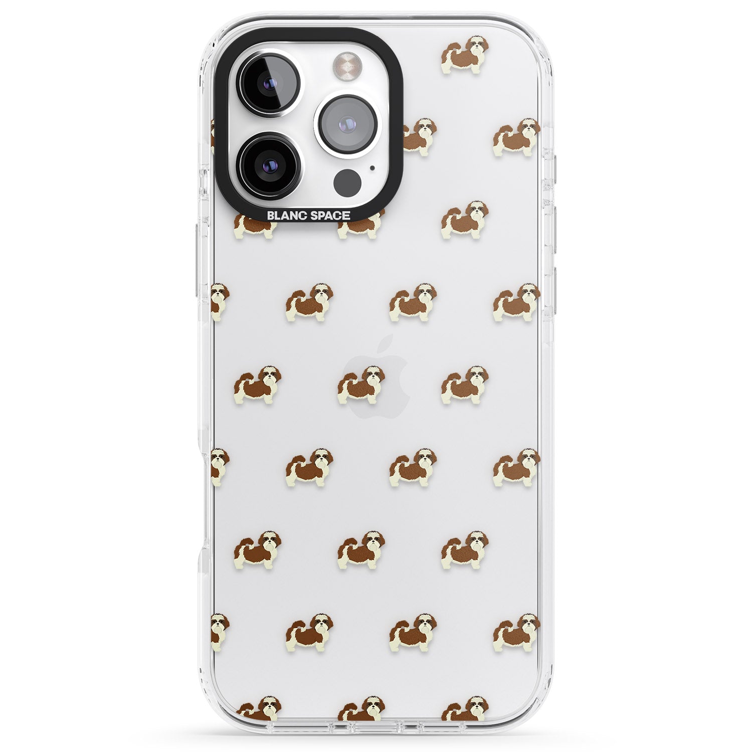 iPhone 16 Pro Max Shih Tzu Dog Pattern Clear Black Impact Phone Case