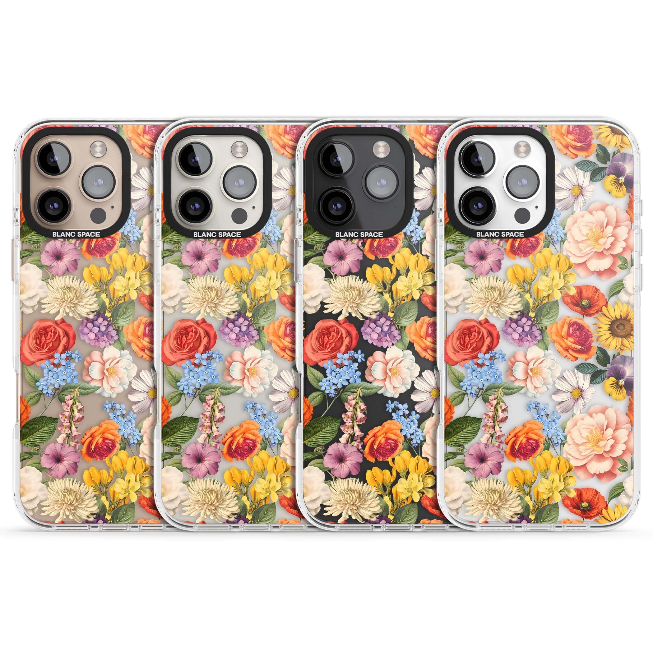 Bloom Basket floral iPhone case featuring cottage garden flowers including peonies, sunflowers, and wildflowers in pastel col | Clear Impact case for iPhone 16 Pro, iPhone 16 Pro Max