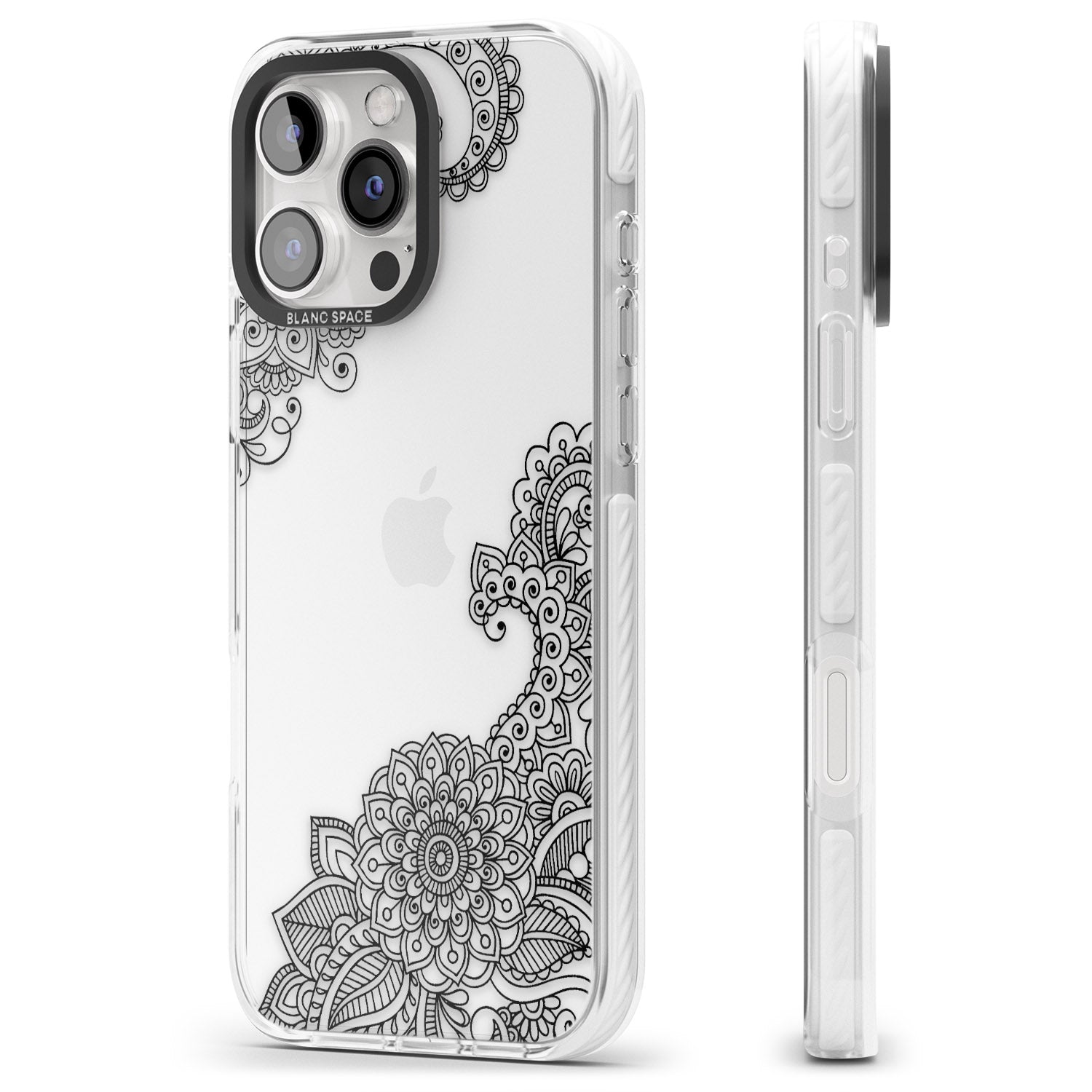 iPhone 16 Pro Max Black Henna Botanicals Black Impact Phone Case