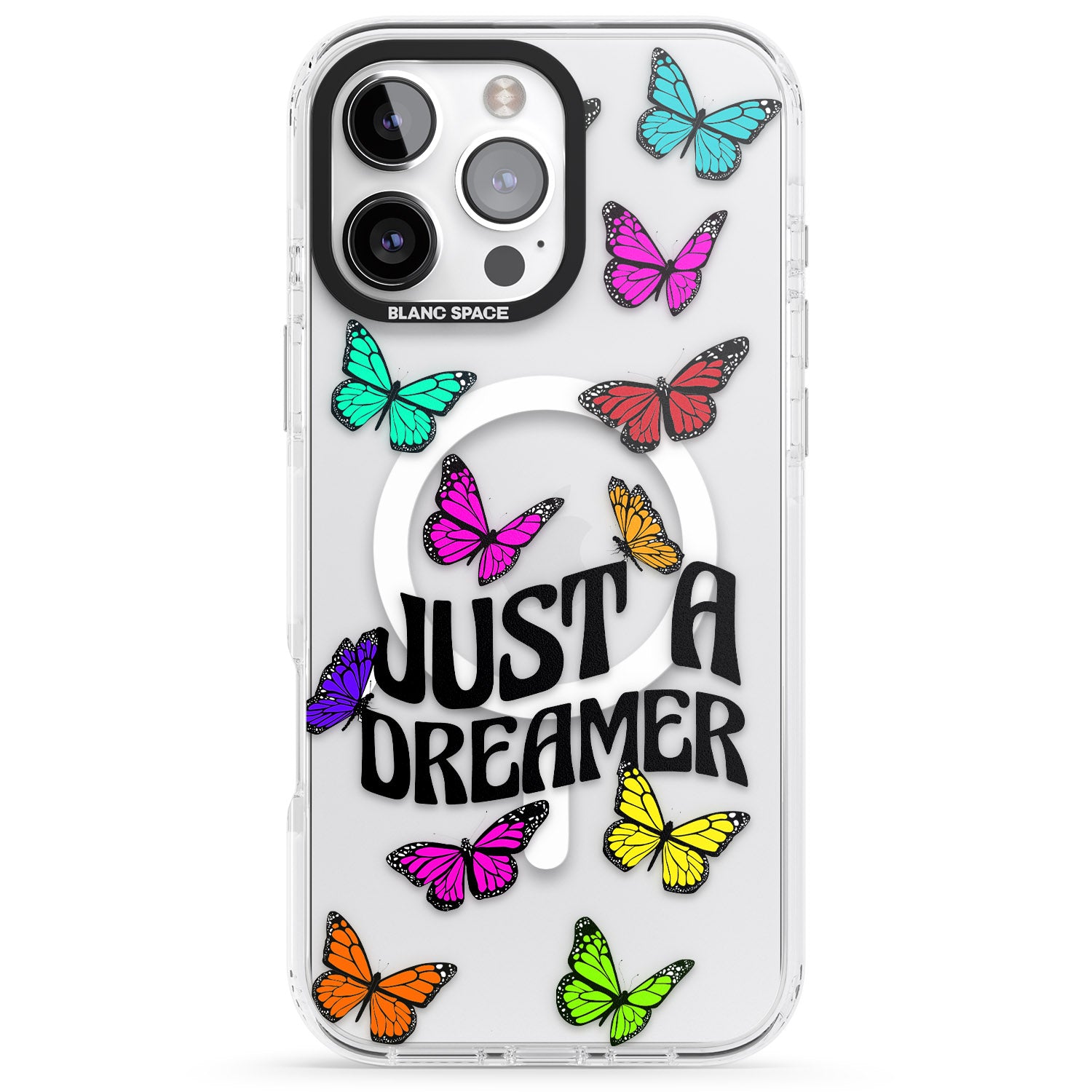 iPhone 16 Pro Max Just a Dreamer Butterfly Black Impact Phone Case