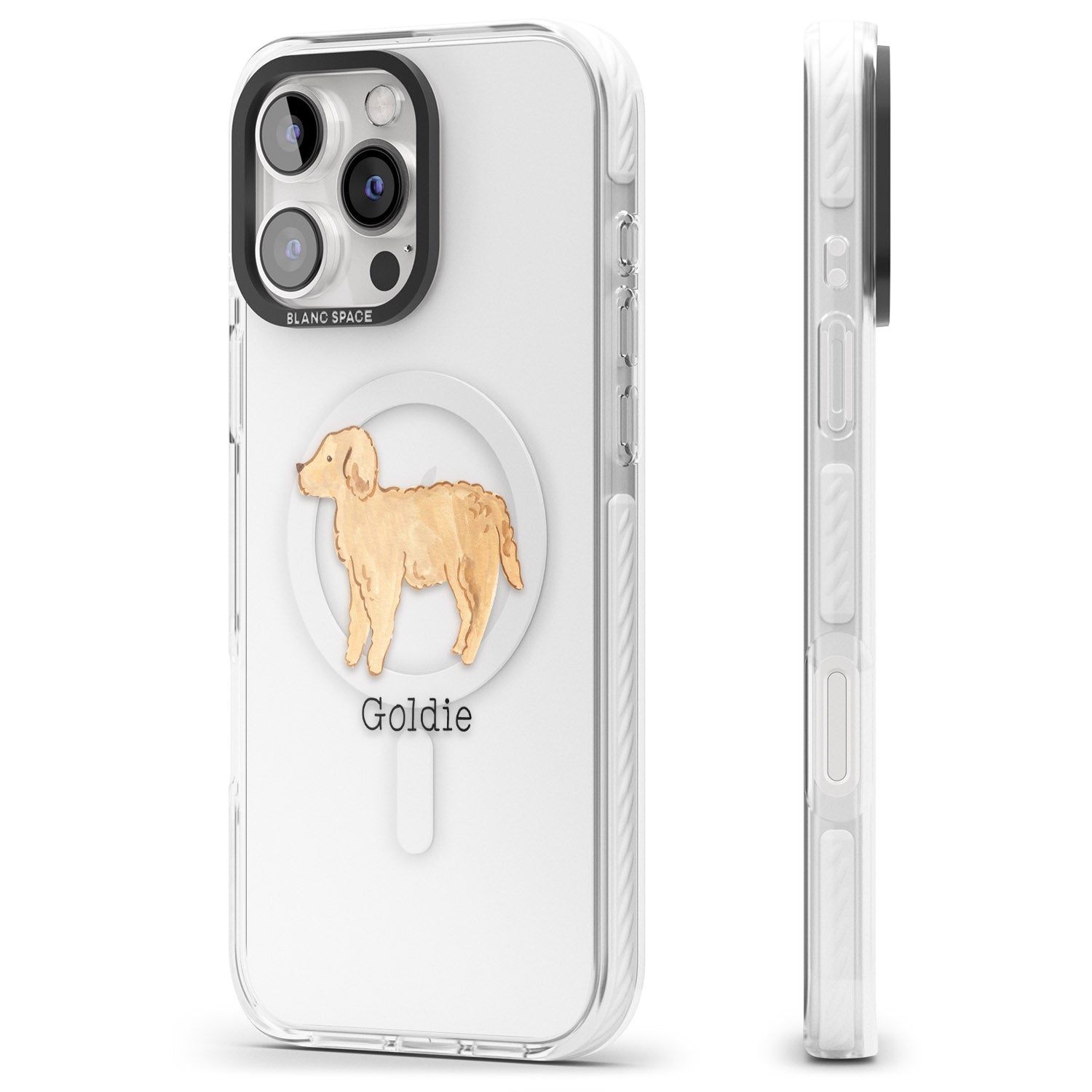 iPhone 16 Pro Max Personalised Hand Painted Goldendoodle Black Impact Phone Case