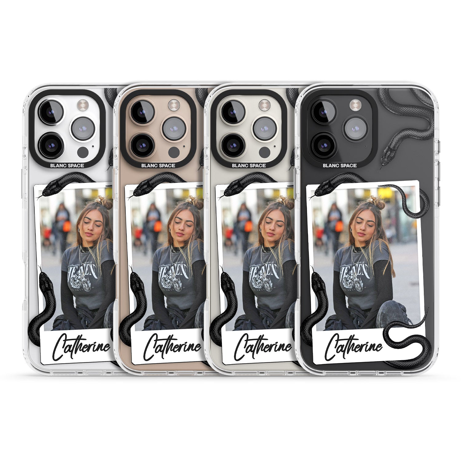 iPhone 16 Pro Max Personalised Snake Instant Photo Black Impact Phone Case