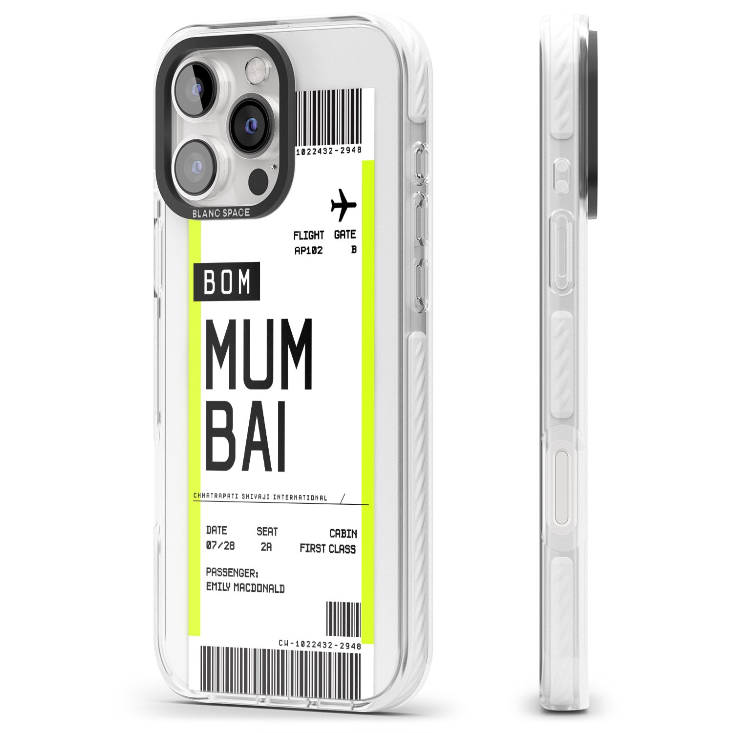 iPhone 16 Pro Max Personalised Mumbai Boarding Pass Black Impact Phone Case