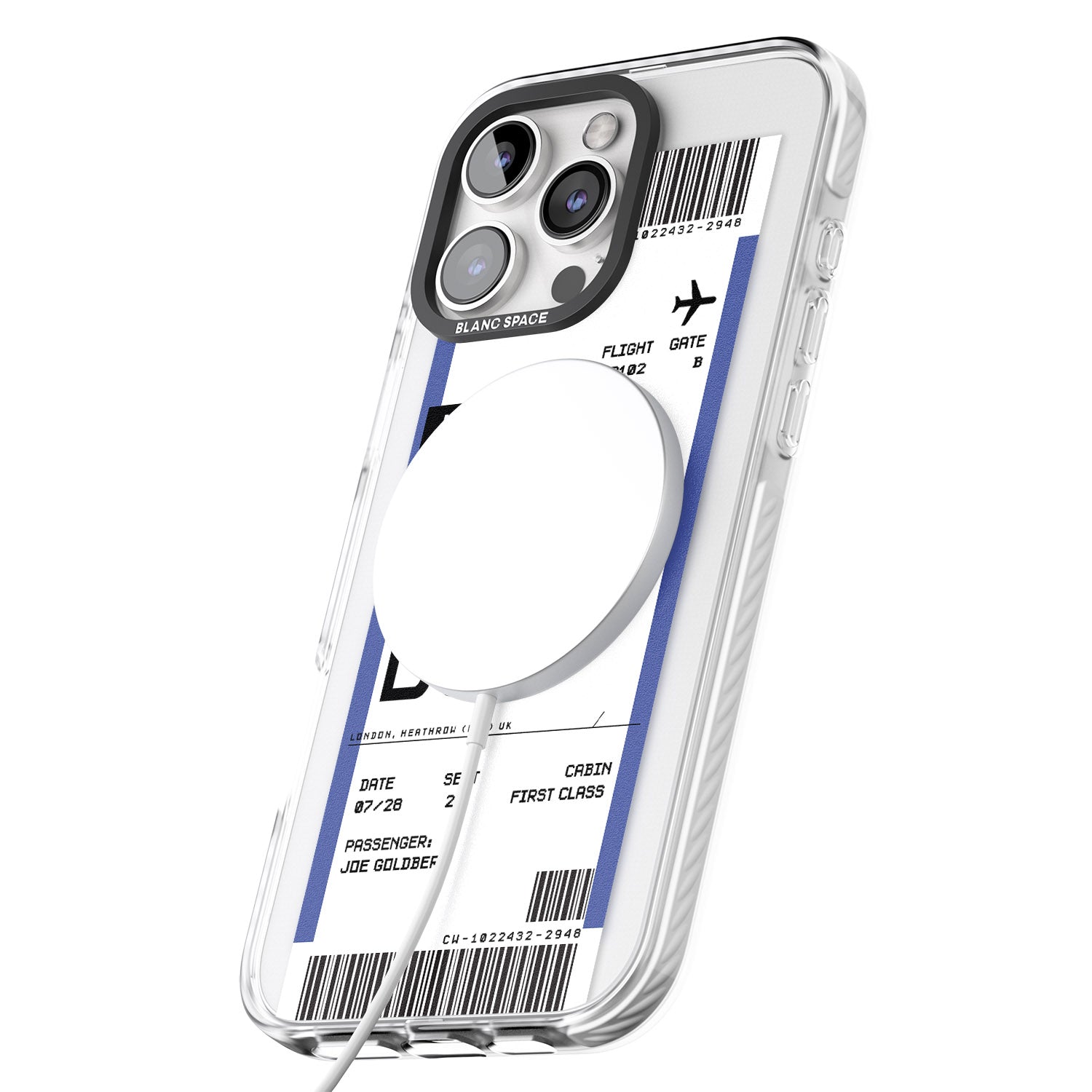 iPhone 16 Pro Max Personalised London Boarding Pass Black Impact Phone Case