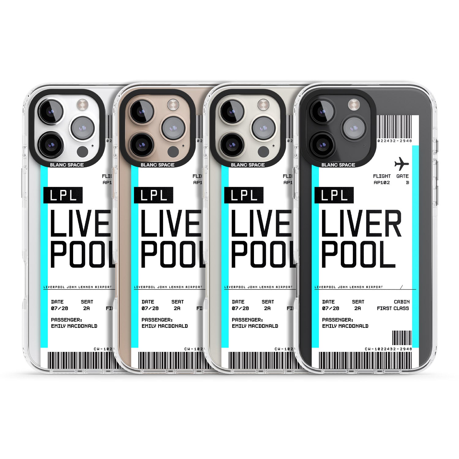iPhone 16 Pro Max Personalised Liverpool Boarding Pass Black Impact Phone Case