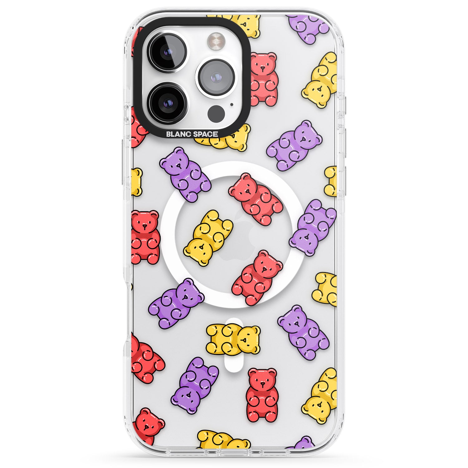 iPhone 16 Pro Max Gummy Bear Pattern Black Impact Phone Case