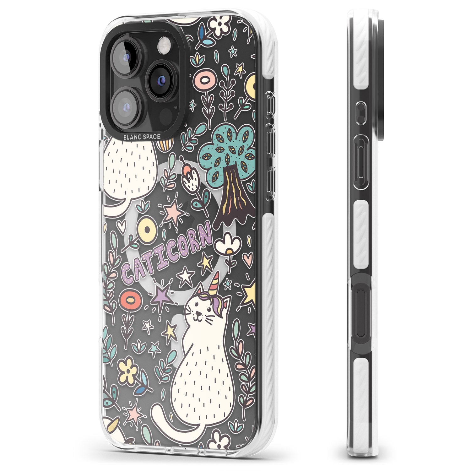 iPhone 16 Pro Max Caticorn pattern Black Impact Phone Case
