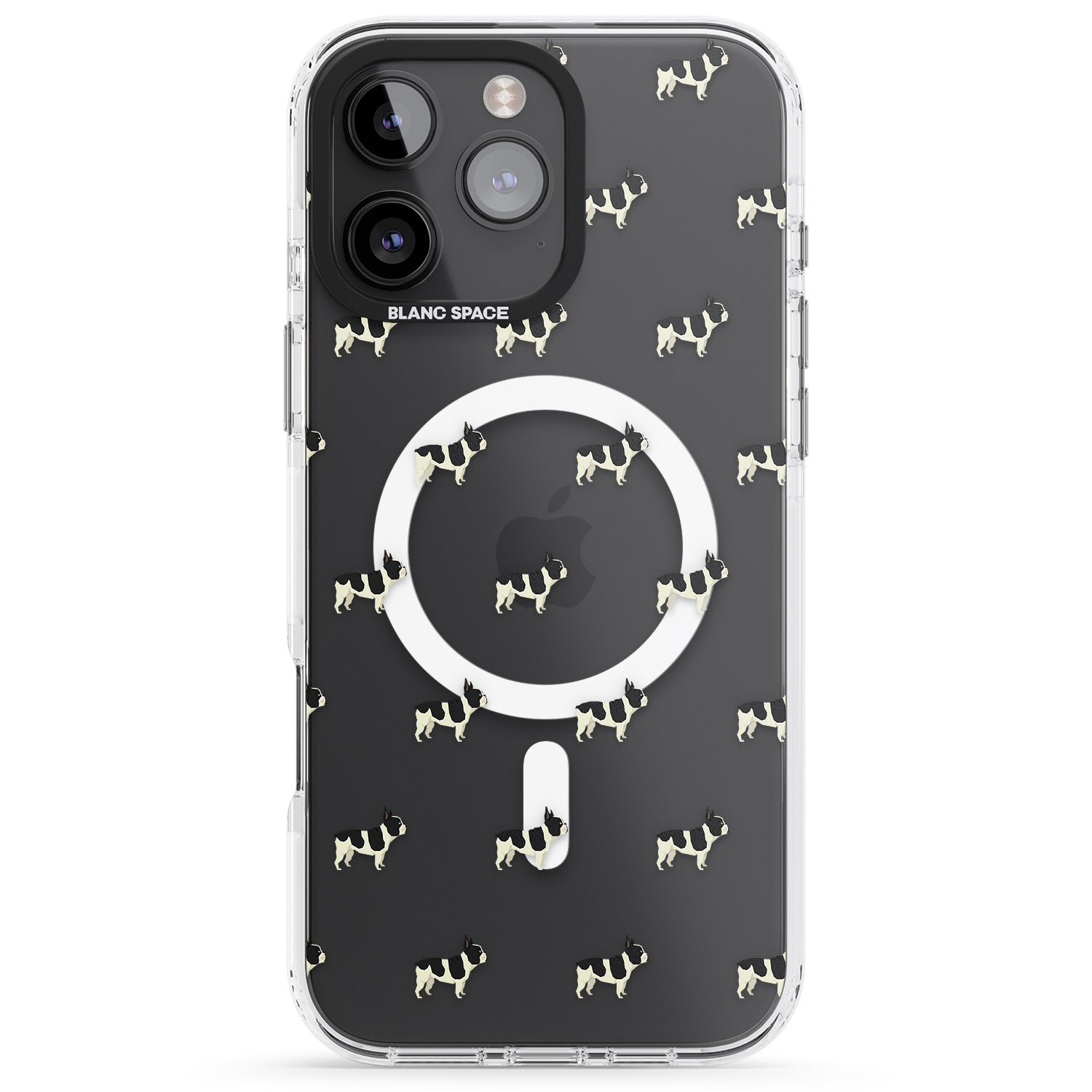 iPhone 16 Pro Max French Bulldog Dog Pattern Clear Black Impact Phone Case