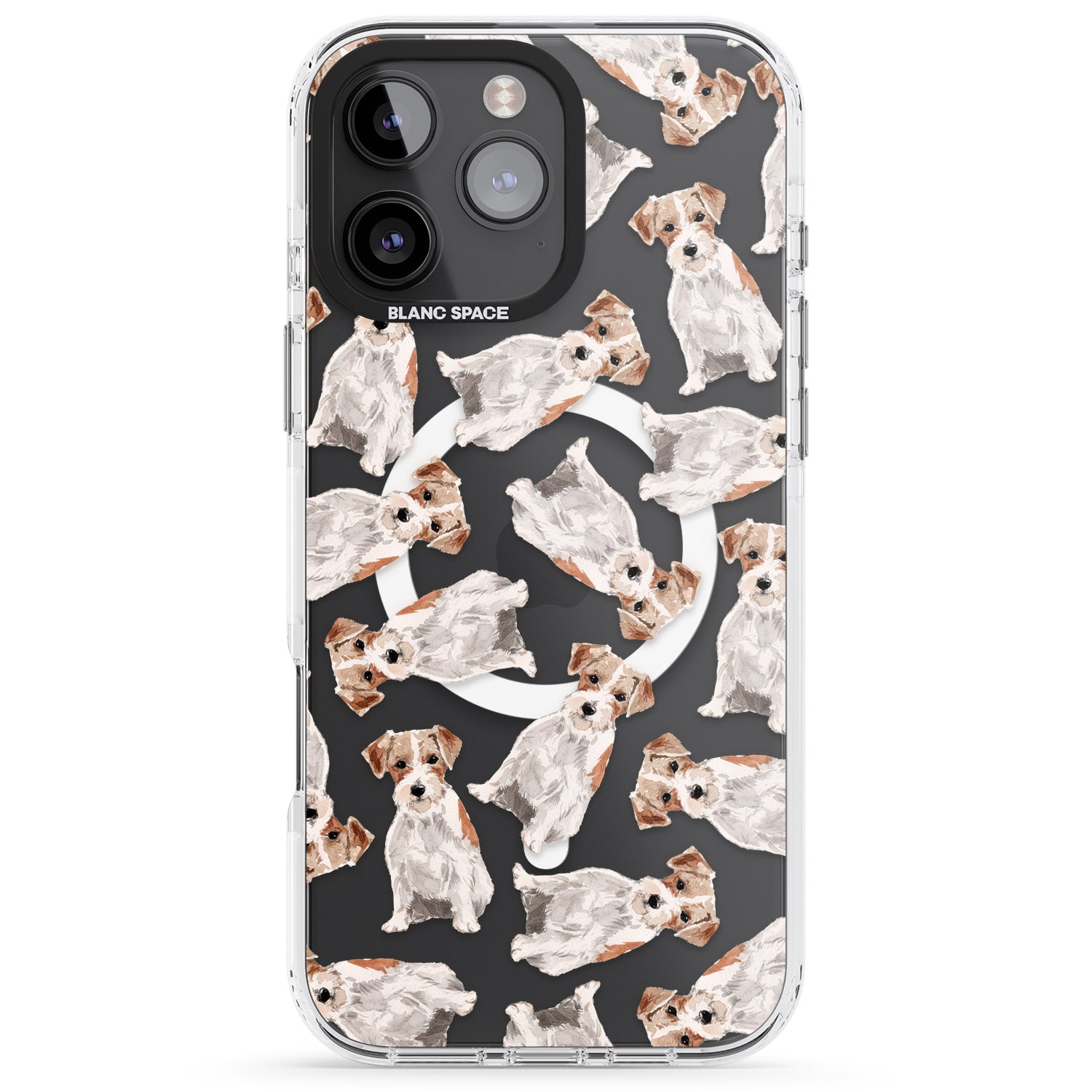 iPhone 16 Pro Max Wirehaired Jack Russell Watercolour Dog Pattern Black Impact Phone Case