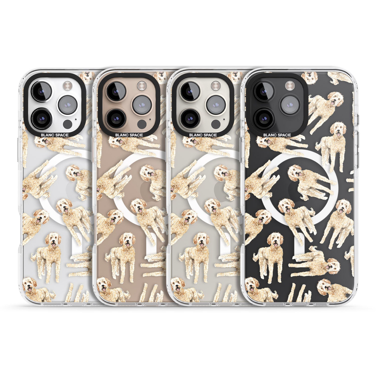 iPhone 16 Pro Max Goldendoodle Watercolour Dog Pattern Black Impact Phone Case