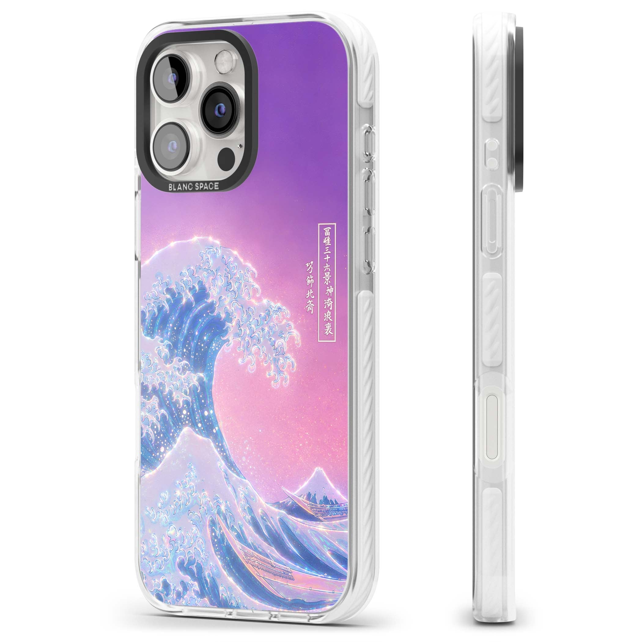 The Great Opal Wave Japanese iPhone case featuring Hokusai's great wave in iridescent pastels with lilac sky and Mou | Impact Magsafe case for iPhone 16 Pro, iPhone 16 Pro Max