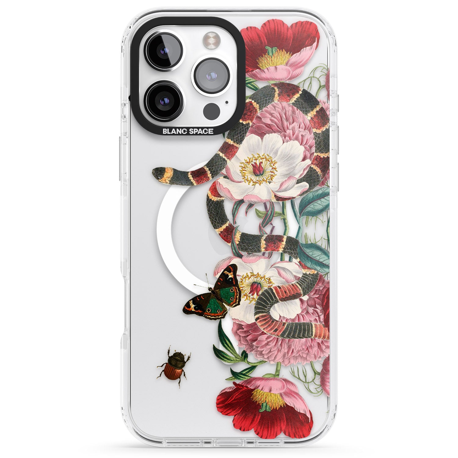 iPhone 16 Pro Max Floral Snake Black Impact Phone Case