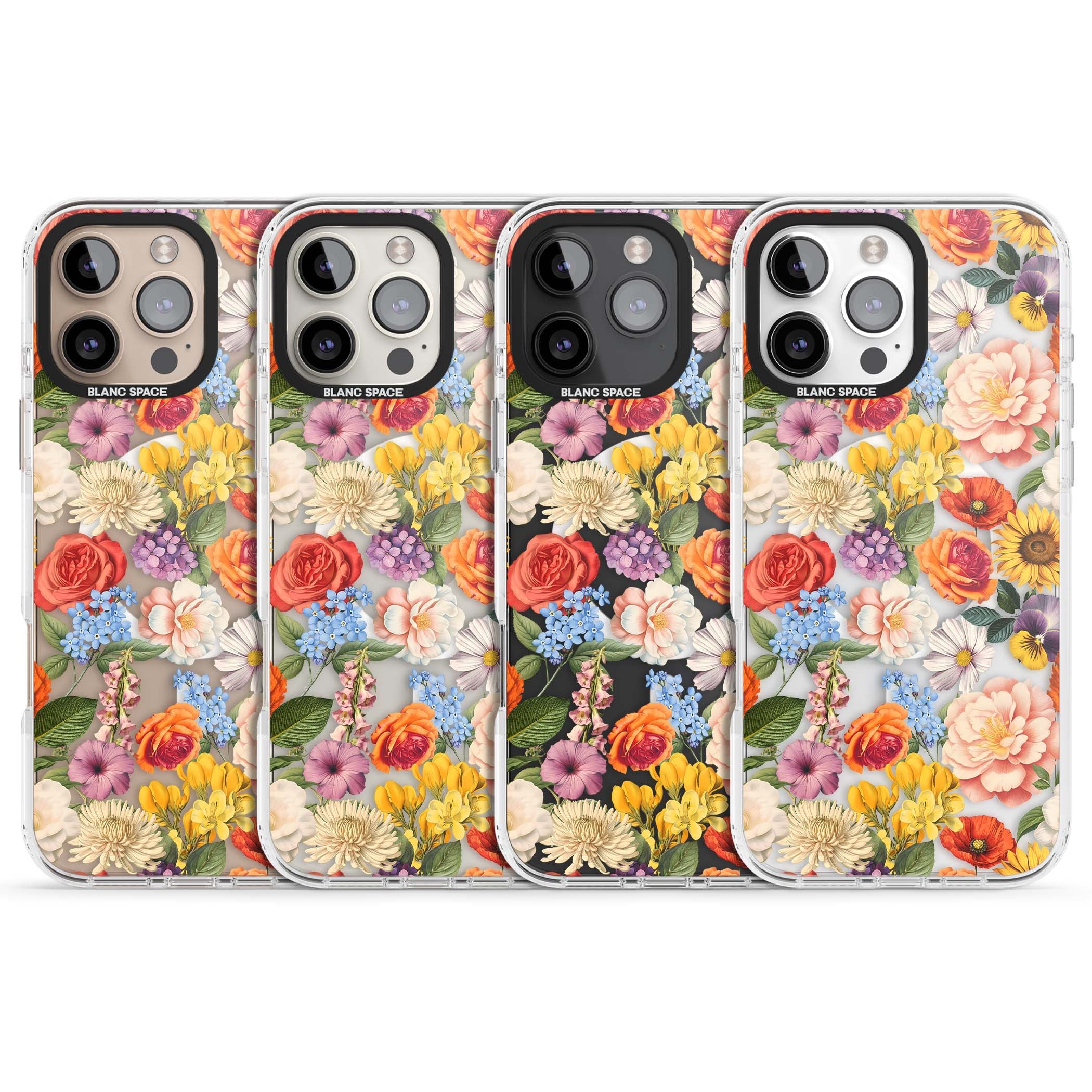 Bloom Basket floral iPhone case featuring cottage garden flowers including peonies, sunflowers, and wildflowers in pastel col | Impact Magsafe case for iPhone 16 Pro, iPhone 16 Pro Max