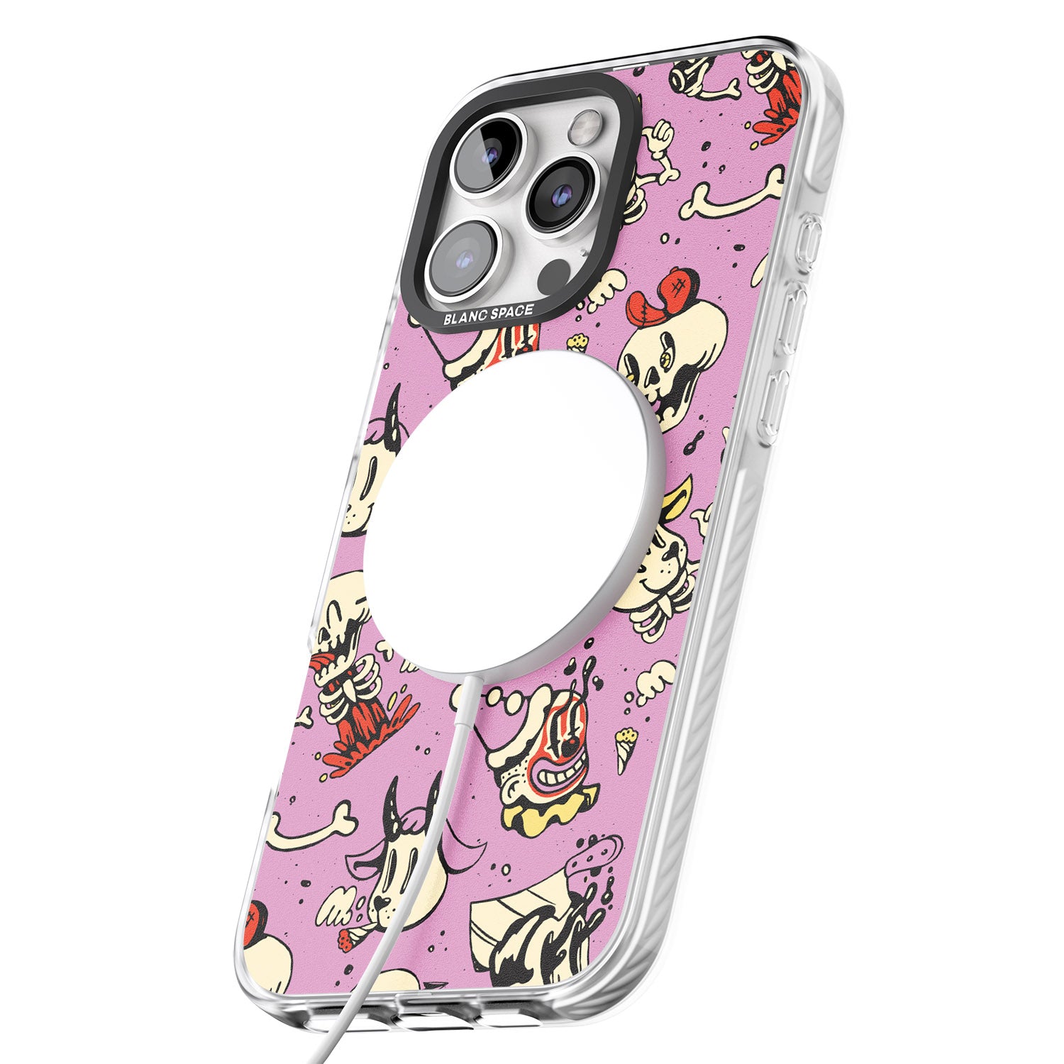 iPhone 16 Pro Max Purple Retro Halloween Pattern Black Impact Phone Case