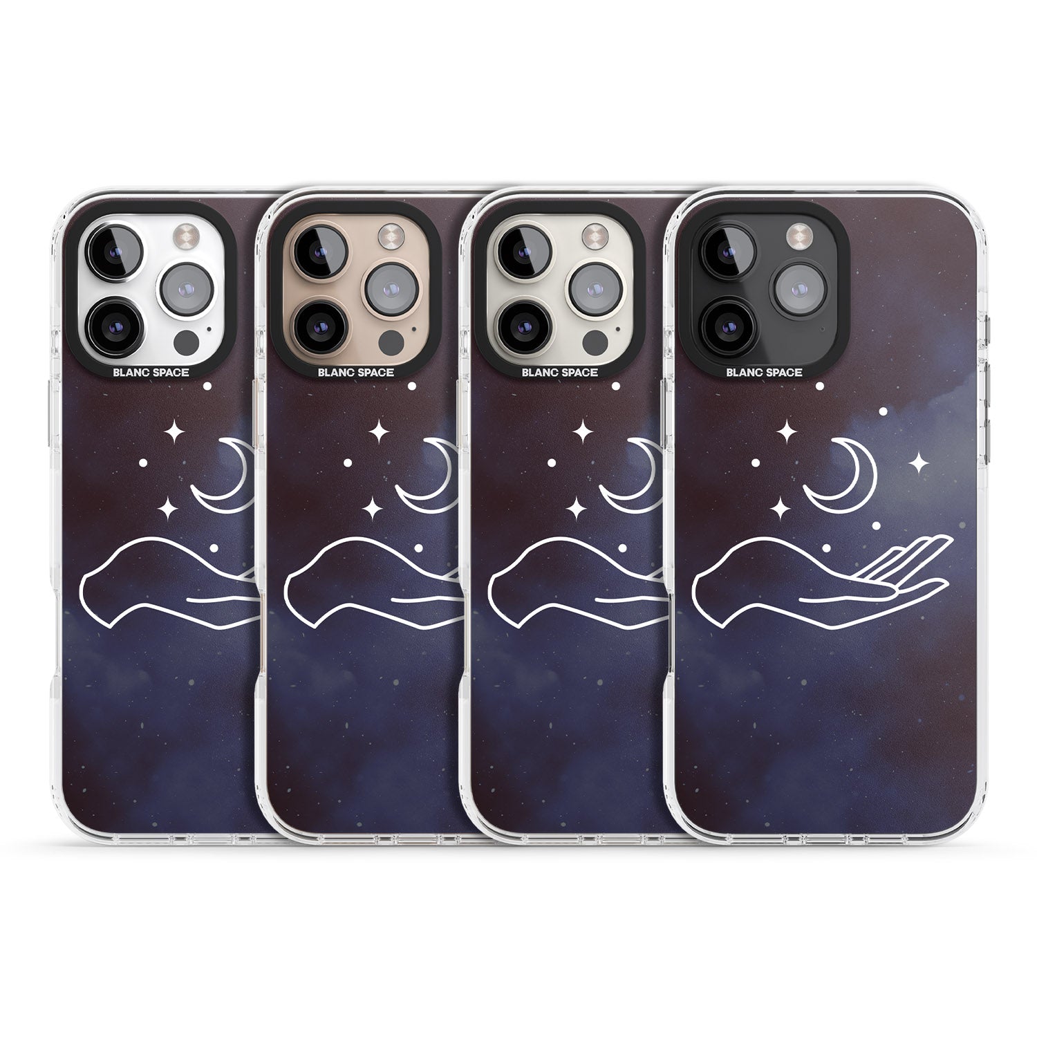 iPhone 16 Pro Max Floating Moon Above Hand Black Impact Phone Case