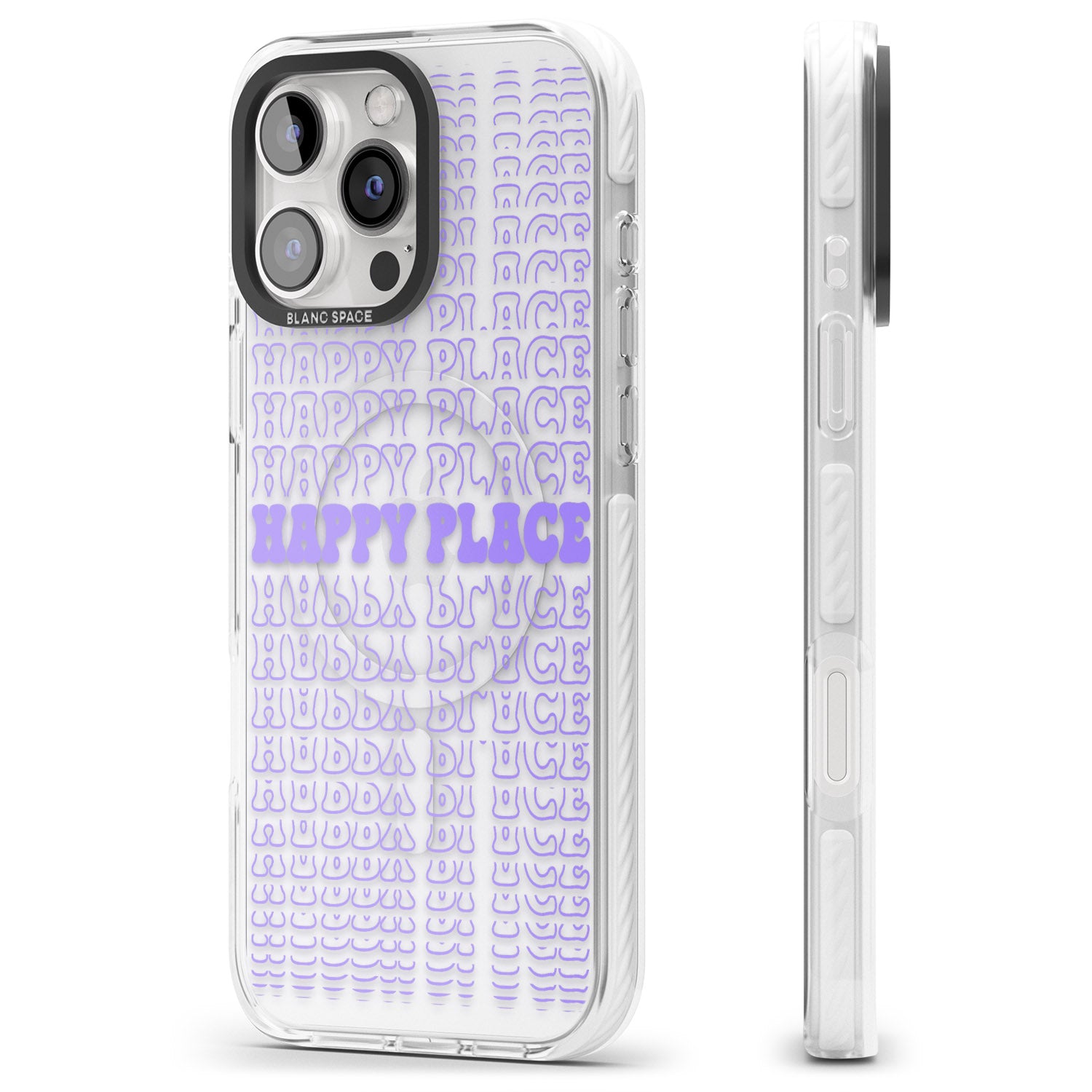 iPhone 16 Pro Max Happy Place (Purple) Black Impact Phone Case + Magsafe