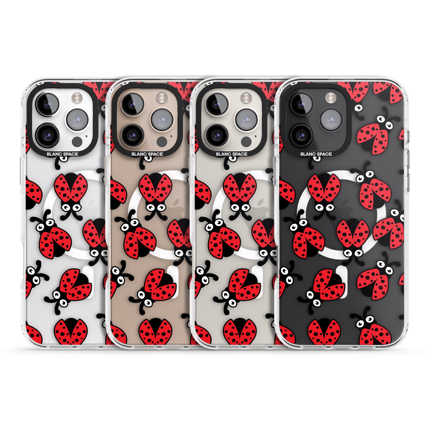 iPhone 16 Pro Max Ladybug Pattern Black Impact Phone Case