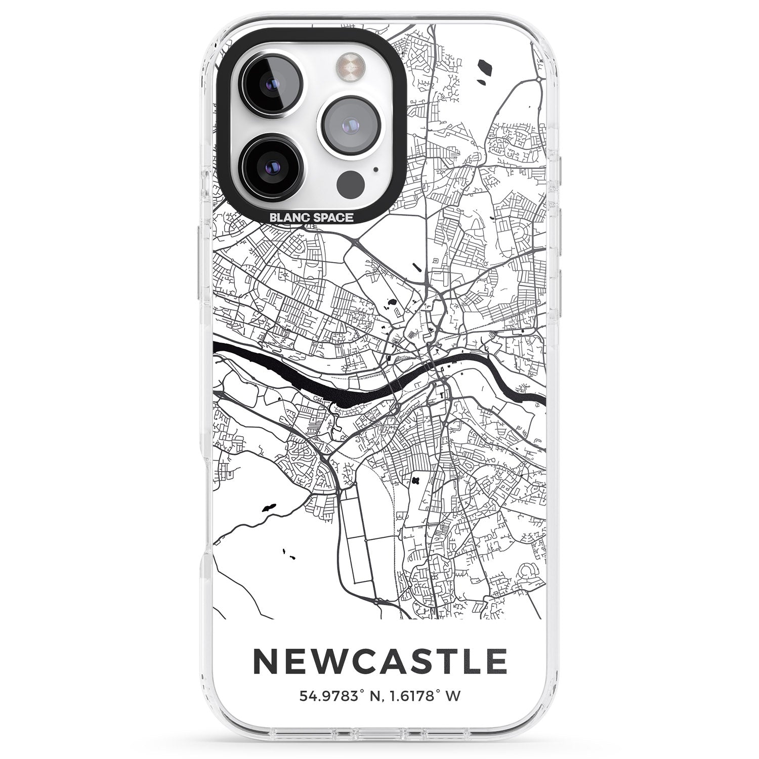 iPhone 16 Pro Max Map of Newcastle, England Black Impact Phone Case