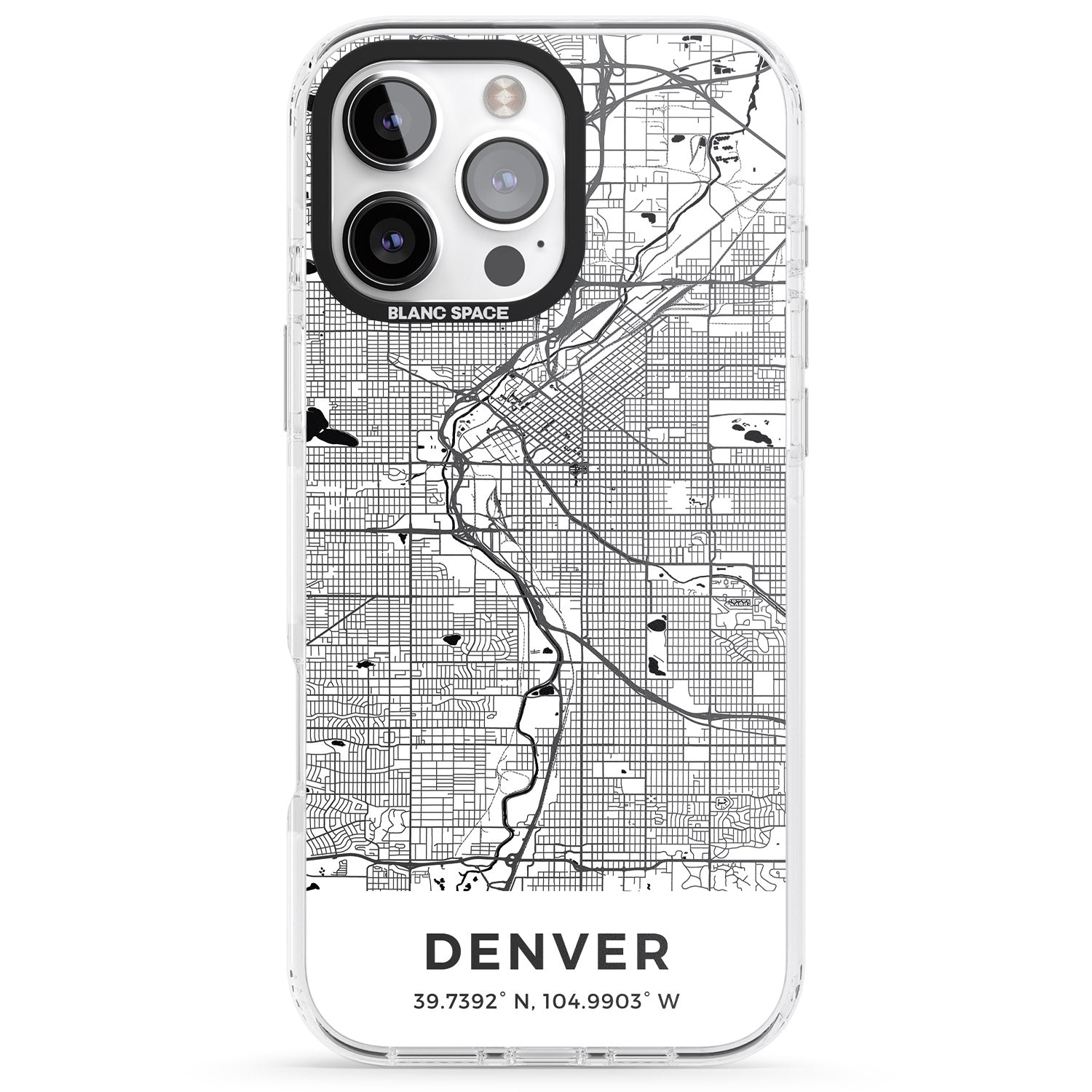 iPhone 16 Pro Max Map of Denver, Colorado Black Impact Phone Case