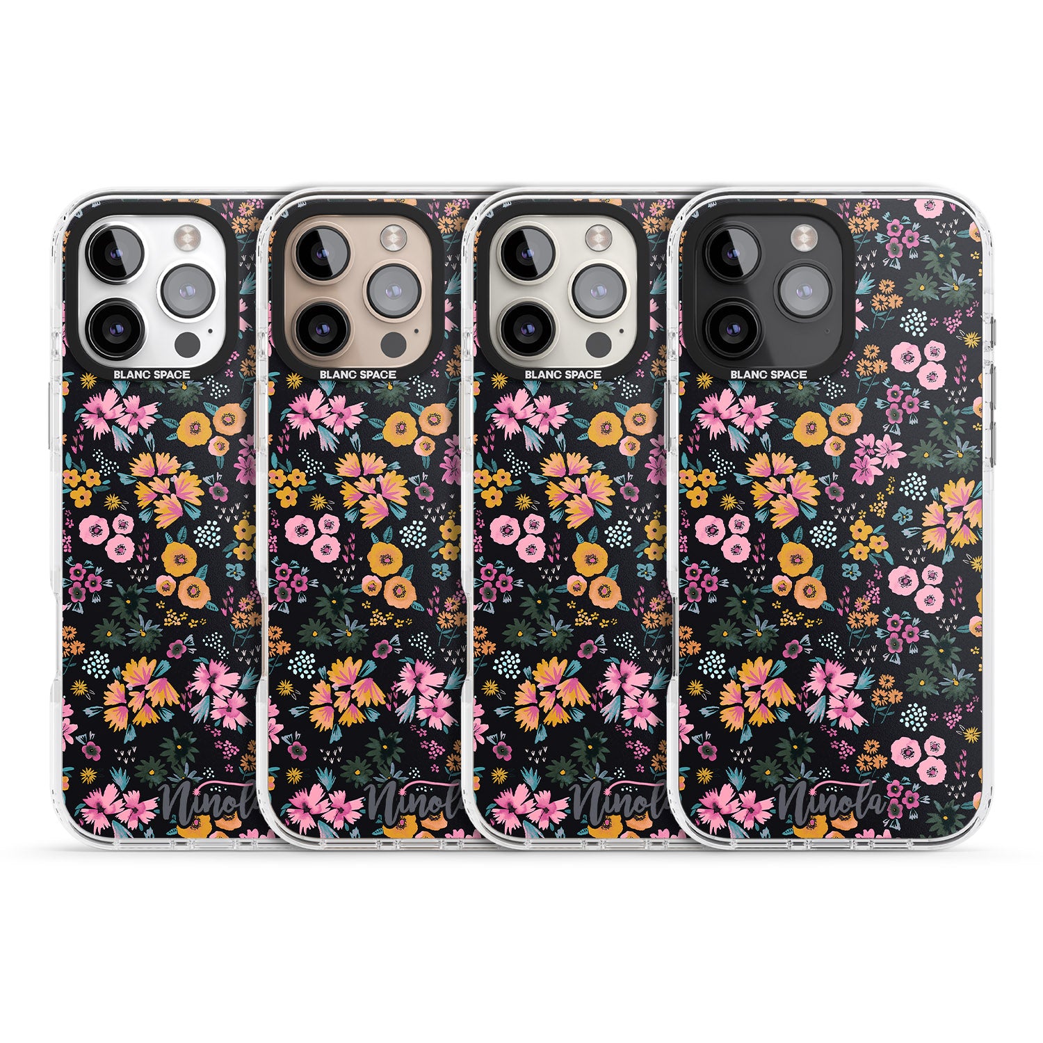 iPhone 16 Pro Max Little Flowers Black Impact Phone Case